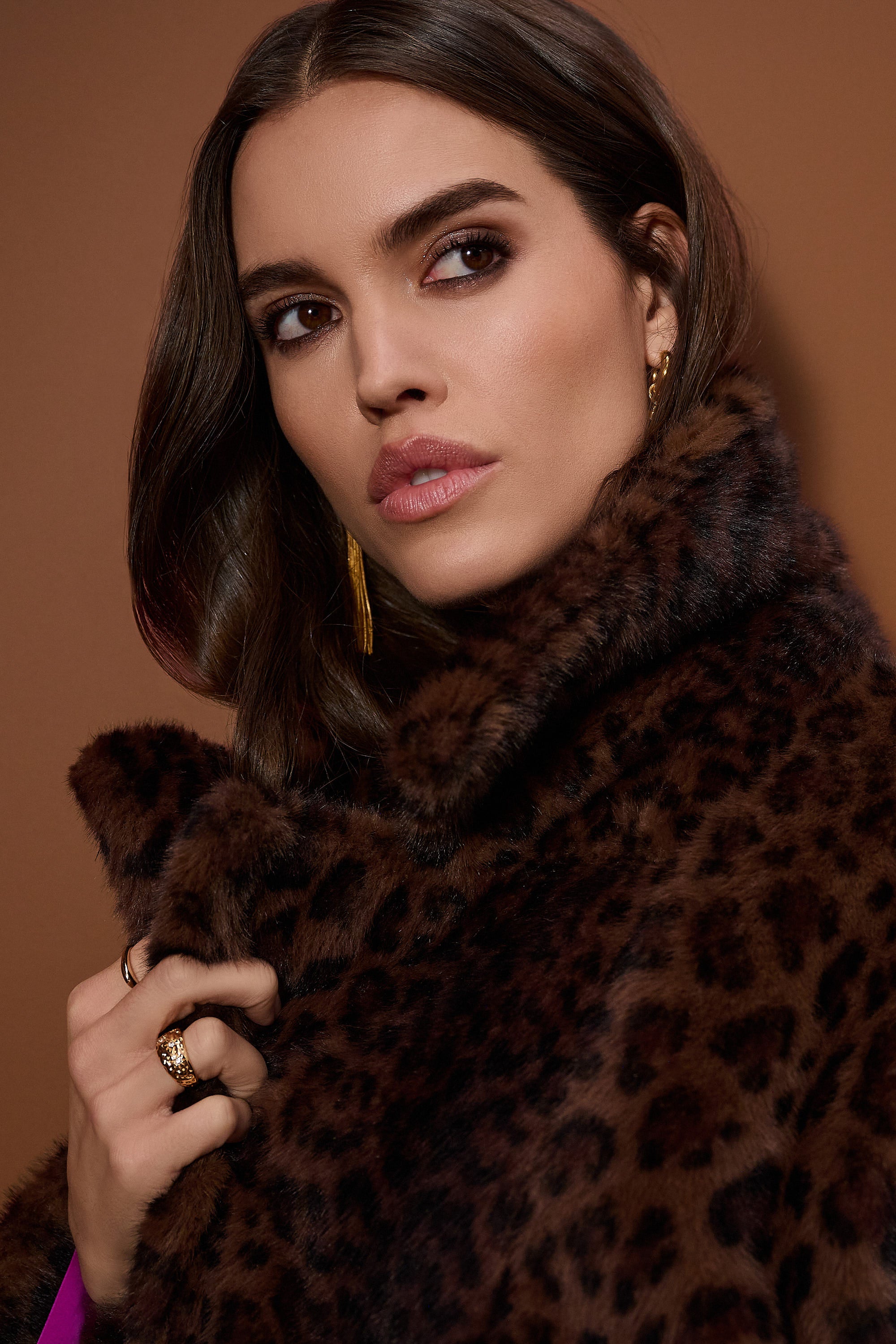 Joseph Ribkoff Beige/Black Faux Fur Leopard Print Double-Breasted Coat Style 253937 - Image 4