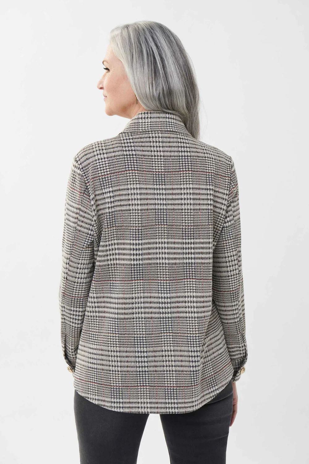 Joseph Ribkoff Beige/Black Knit Shacket Style 223298 - Image 2