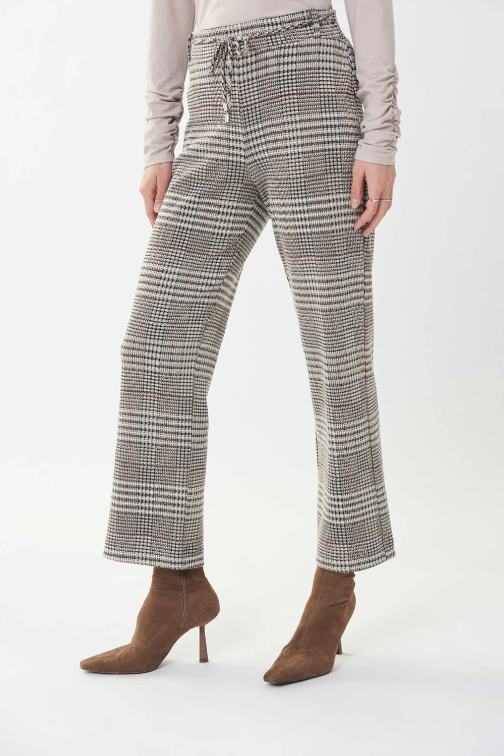Joseph Ribkoff Beige/Black Knit Jacquard Pants Style 223143 - Image 2
