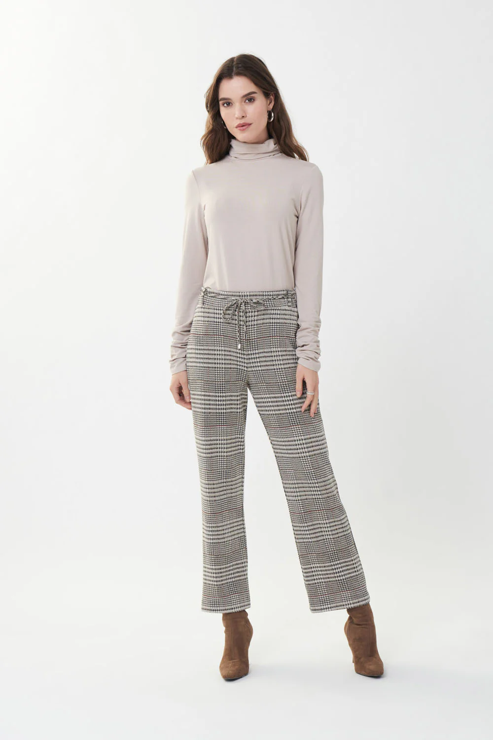 Joseph Ribkoff Beige/Black Knit Jacquard Pants Style 223143 - Image 3