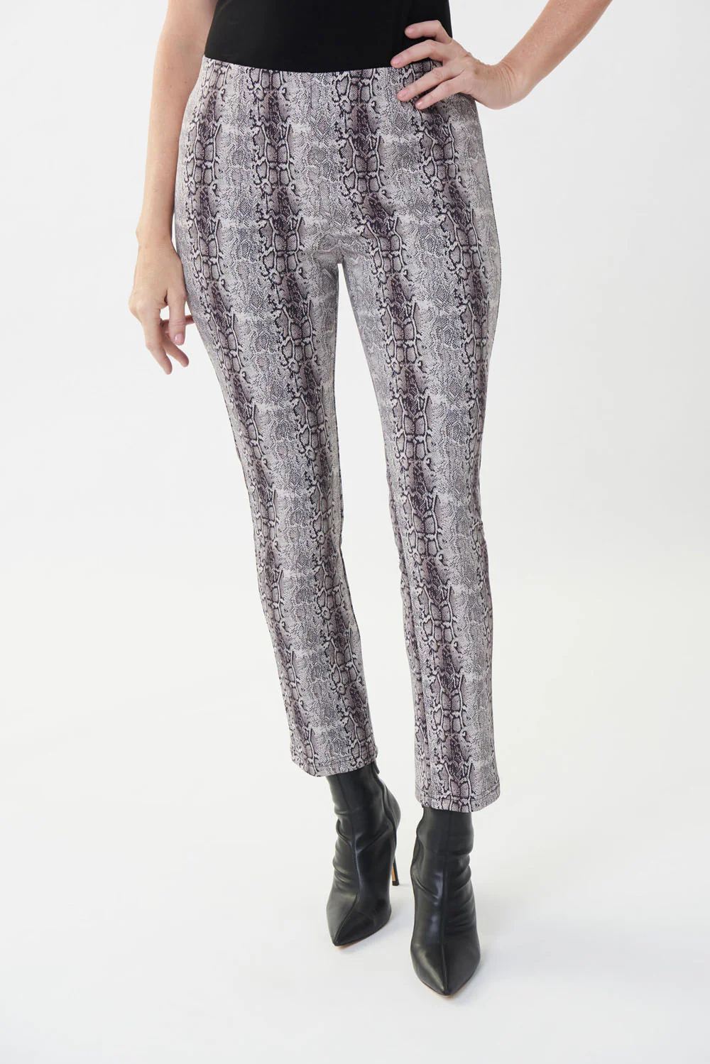 Joseph Ribkoff Beige/Black Snake Print Pants Style 223172