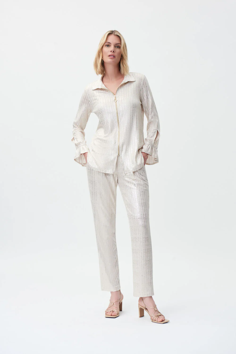 Joseph Ribkoff Beige/Gold Jogger Pants Style 231088 - Image 4
