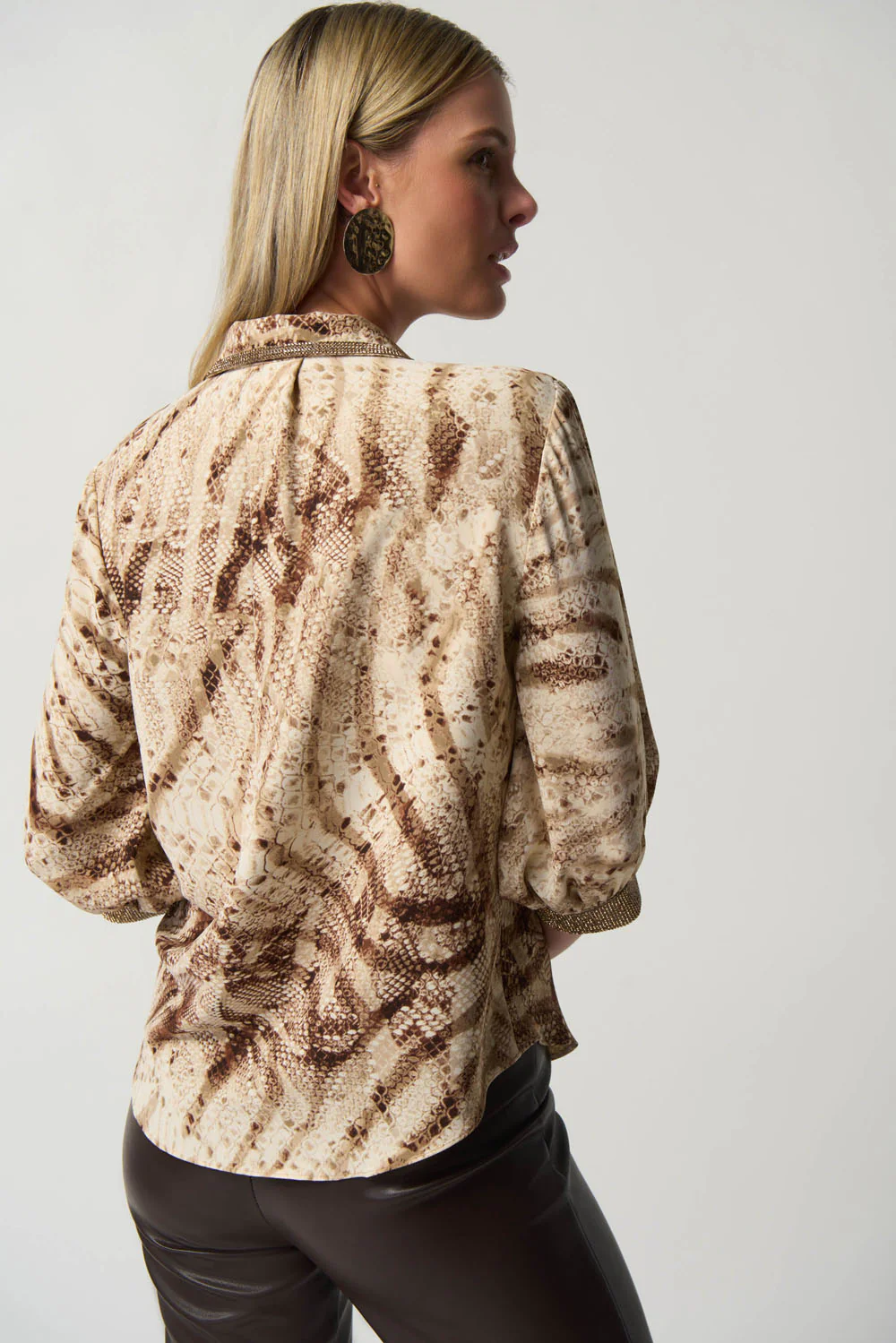 Joseph Ribkoff beige/Multi Animal Print Cowl Neck Blouse Style 233156 - Image 2