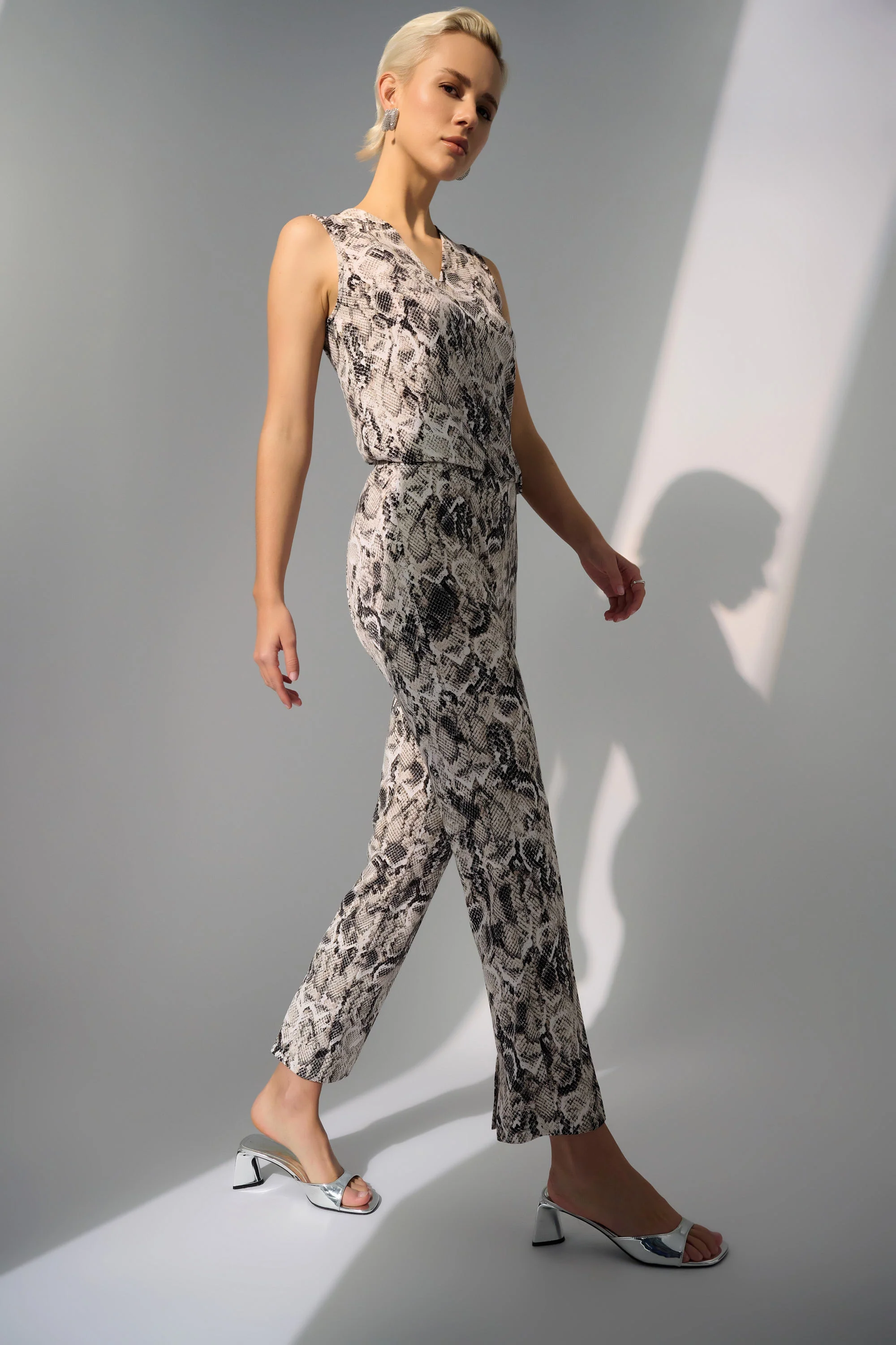 Joseph Ribkoff Beige/Multi Python Print Straight Leg Pants Style 252238 - Image 2