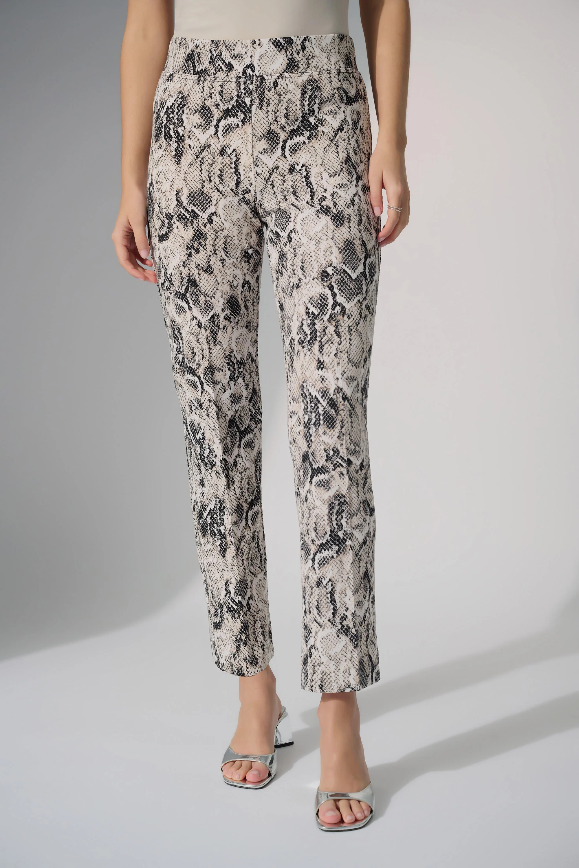 Joseph Ribkoff Beige/Multi Python Print Straight Leg Pants Style 252238 - Image 3