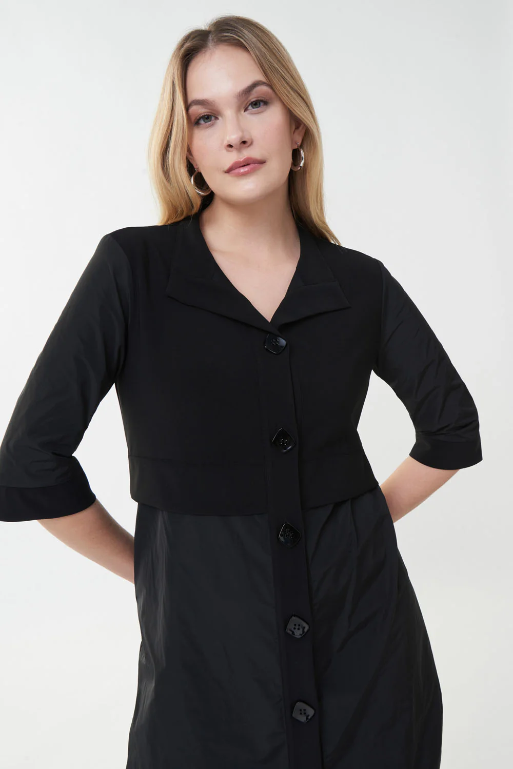 Joseph Ribkoff Black 3/4 Sleeve Coat Style 223066 - Image 2