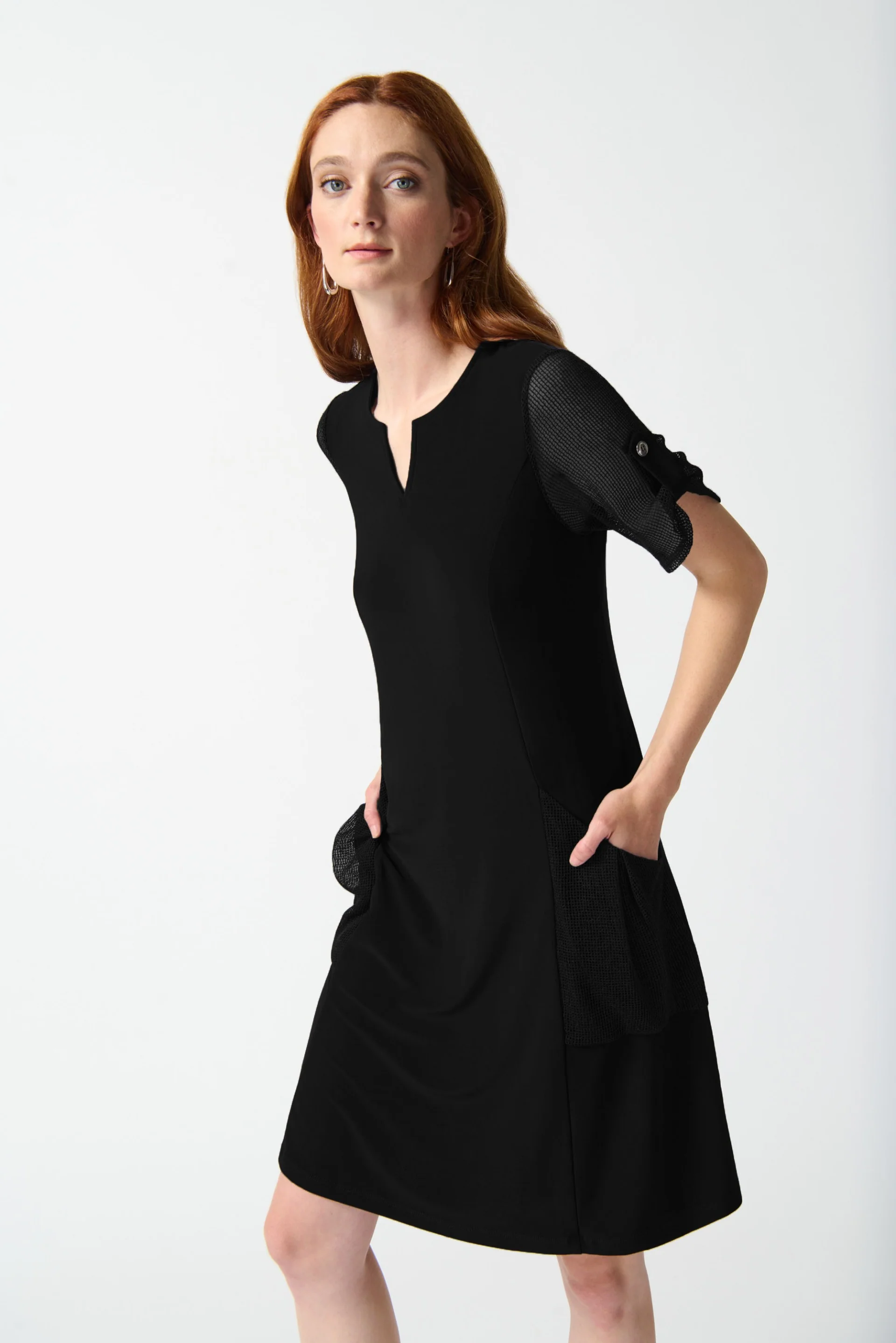 Joseph Ribkoff Black A-Line Dress Style 242218 - Image 2