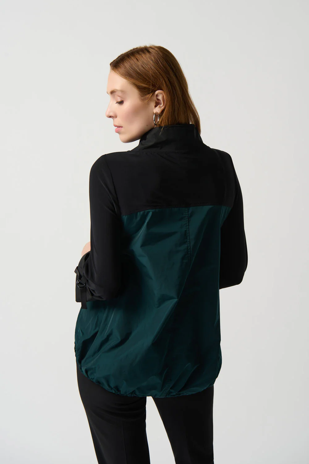 Joseph Ribkoff Black/Alpine Green Color Block Top Style 234140 - Image 2