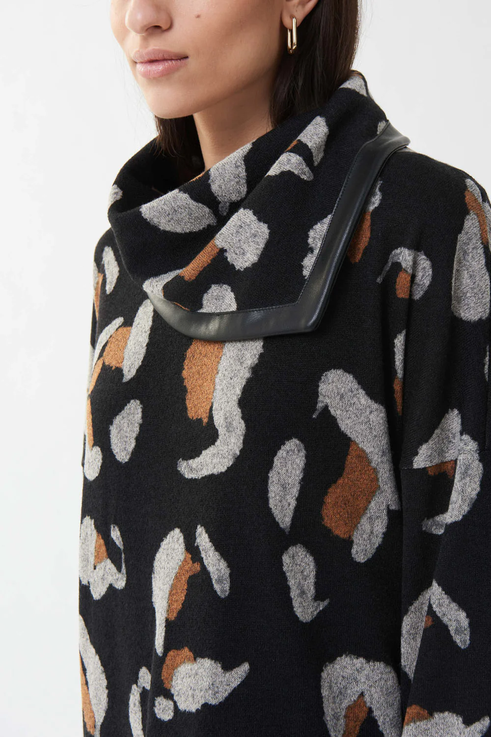 Joseph Ribkoff Black Animal Print Top Style 223188 - Image 3