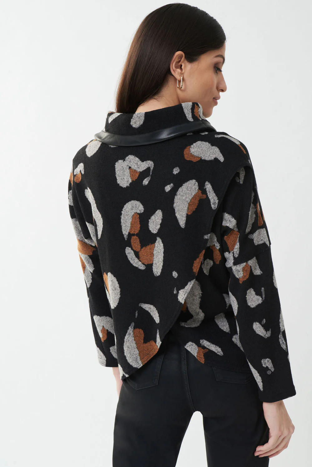 Joseph Ribkoff Black Animal Print Top Style 223188 - Image 4