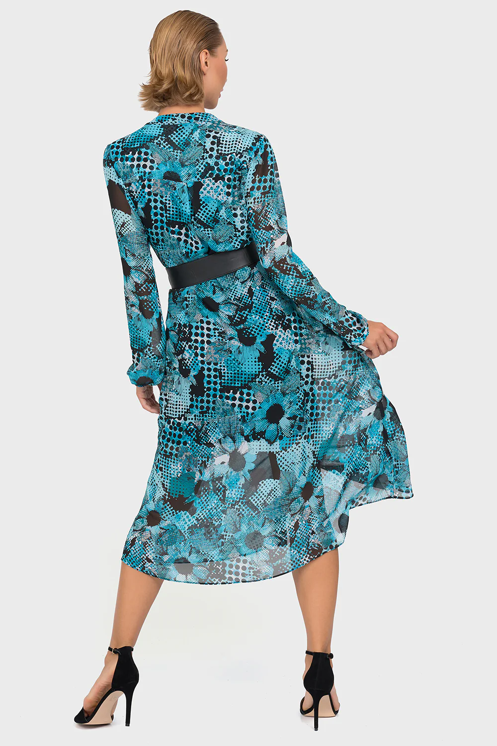 Joseph Ribkoff Black/Aqua Two Piece Dress Style 192608 - Image 2