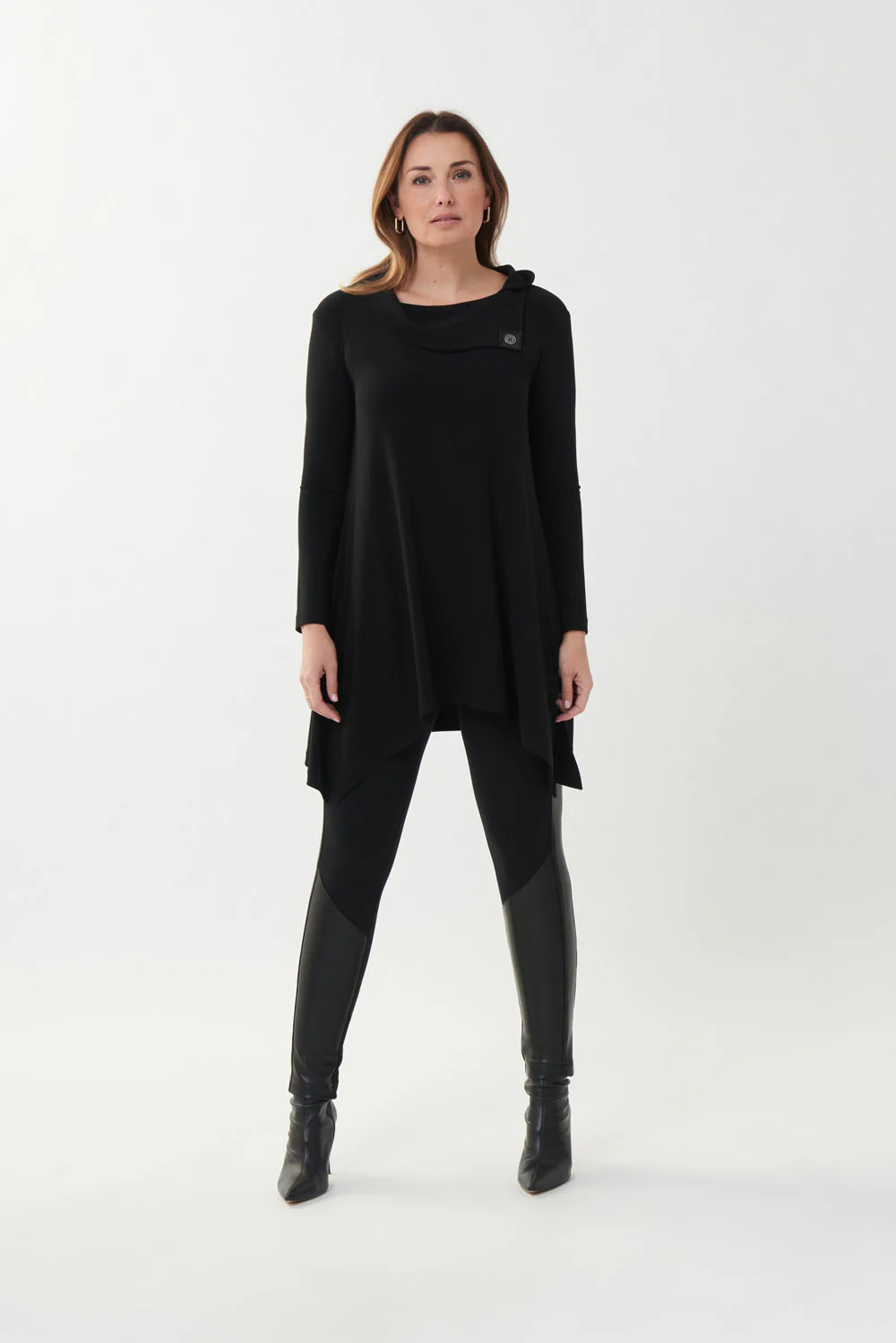 Joseph Ribkoff Black Asymmetric Hem Tunic Style 223223 - Image 2
