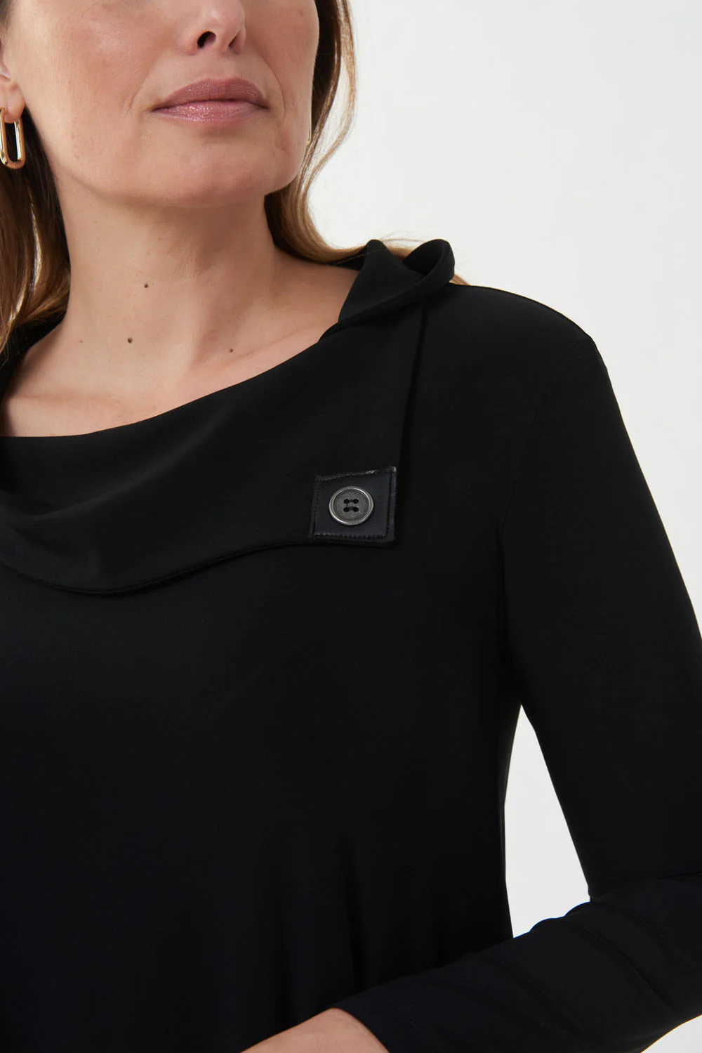 Joseph Ribkoff Black Asymmetric Hem Tunic Style 223223 - Image 3