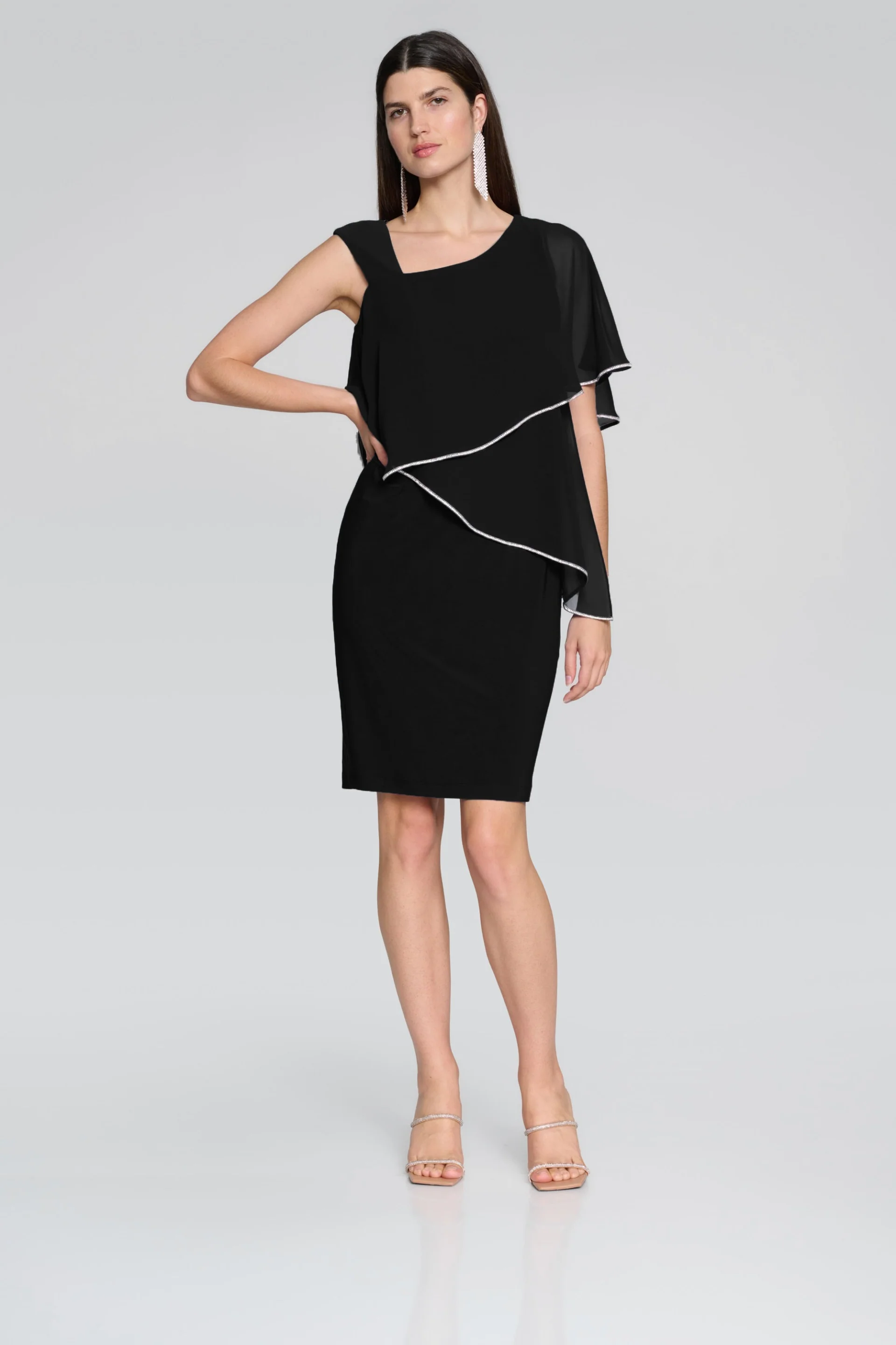 Joseph Ribkoff Black Asymmetrical Sheath Dress Style 241721