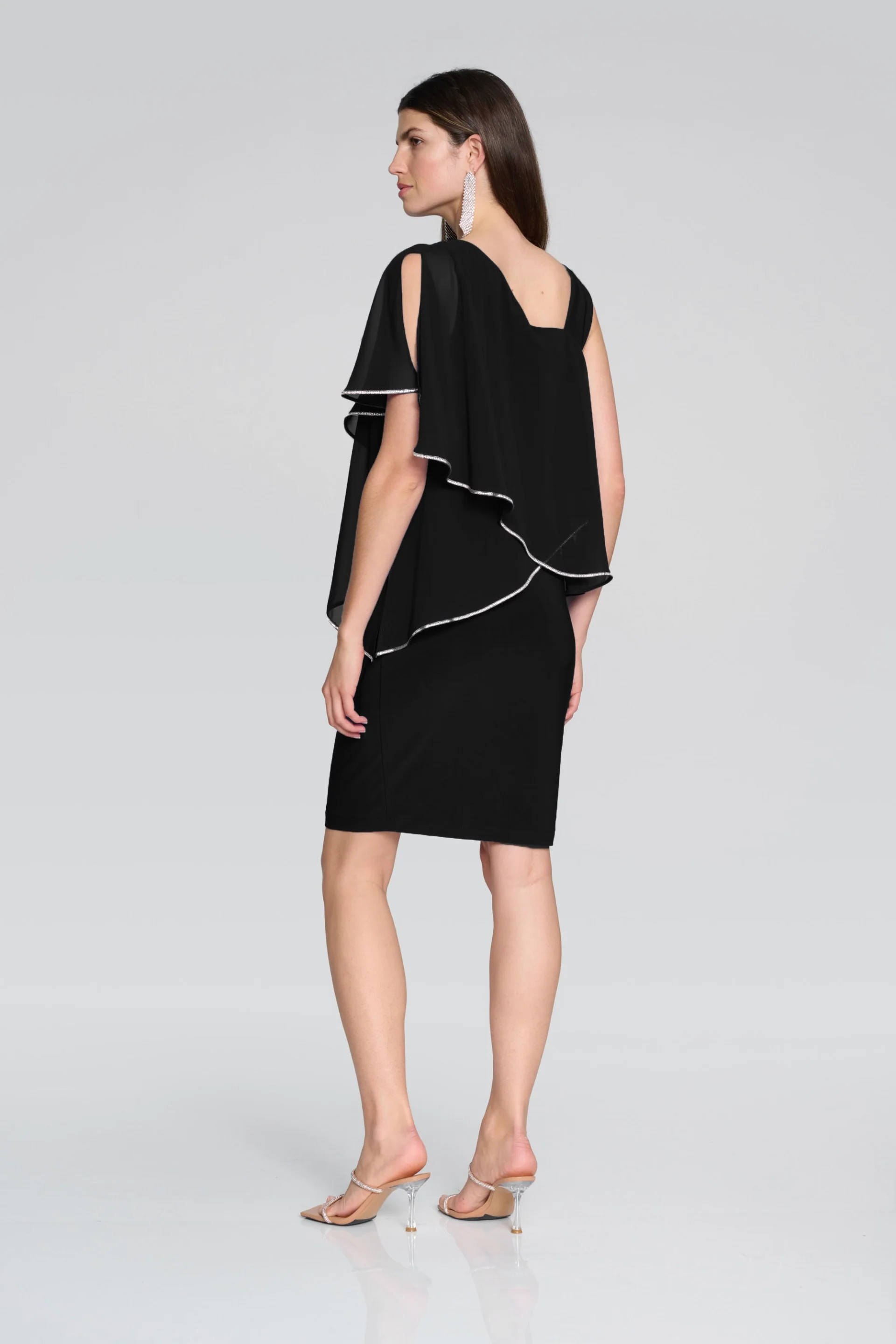 Joseph Ribkoff Black Asymmetrical Sheath Dress Style 241721 - Image 3