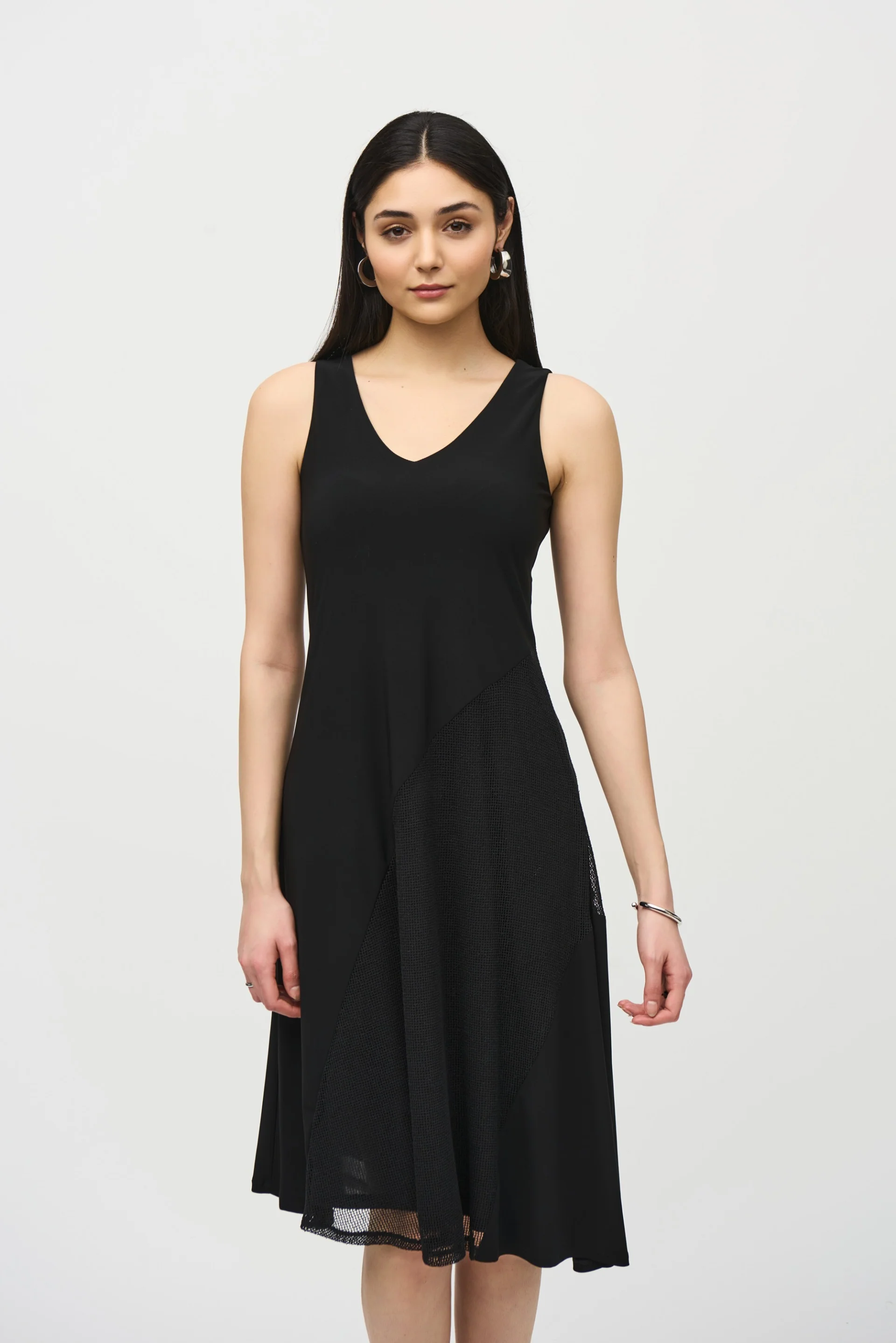 Joseph Ribkoff Black Asymmetrical Sleeveless Dress Style 242110 - Image 2