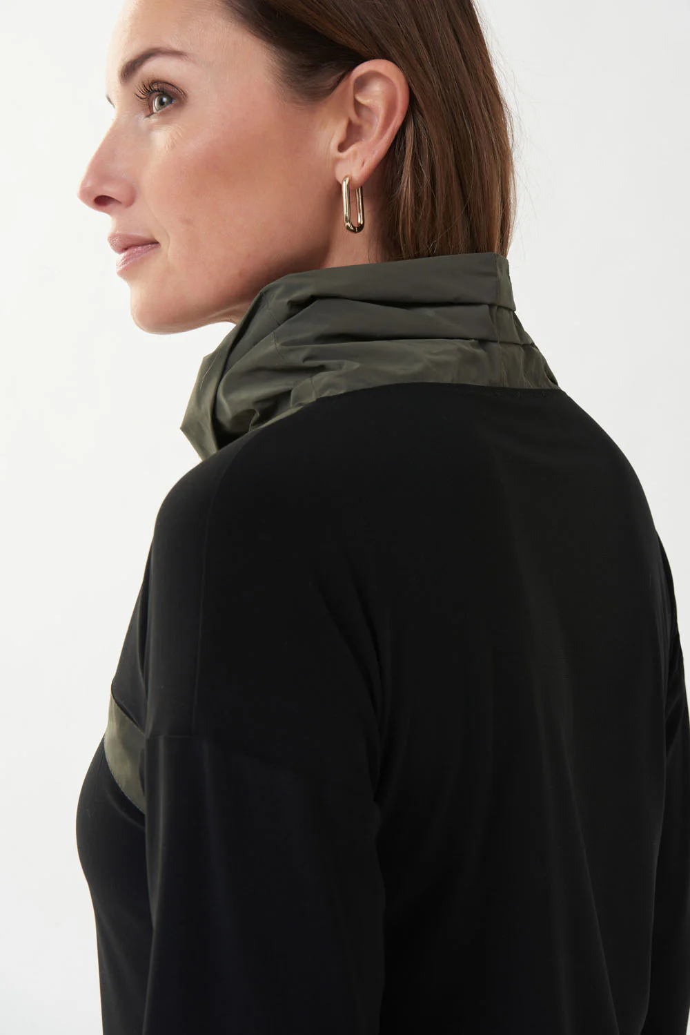 Joseph Ribkoff Black/Avocado Contrast Detail Top Style 223258 - Image 4