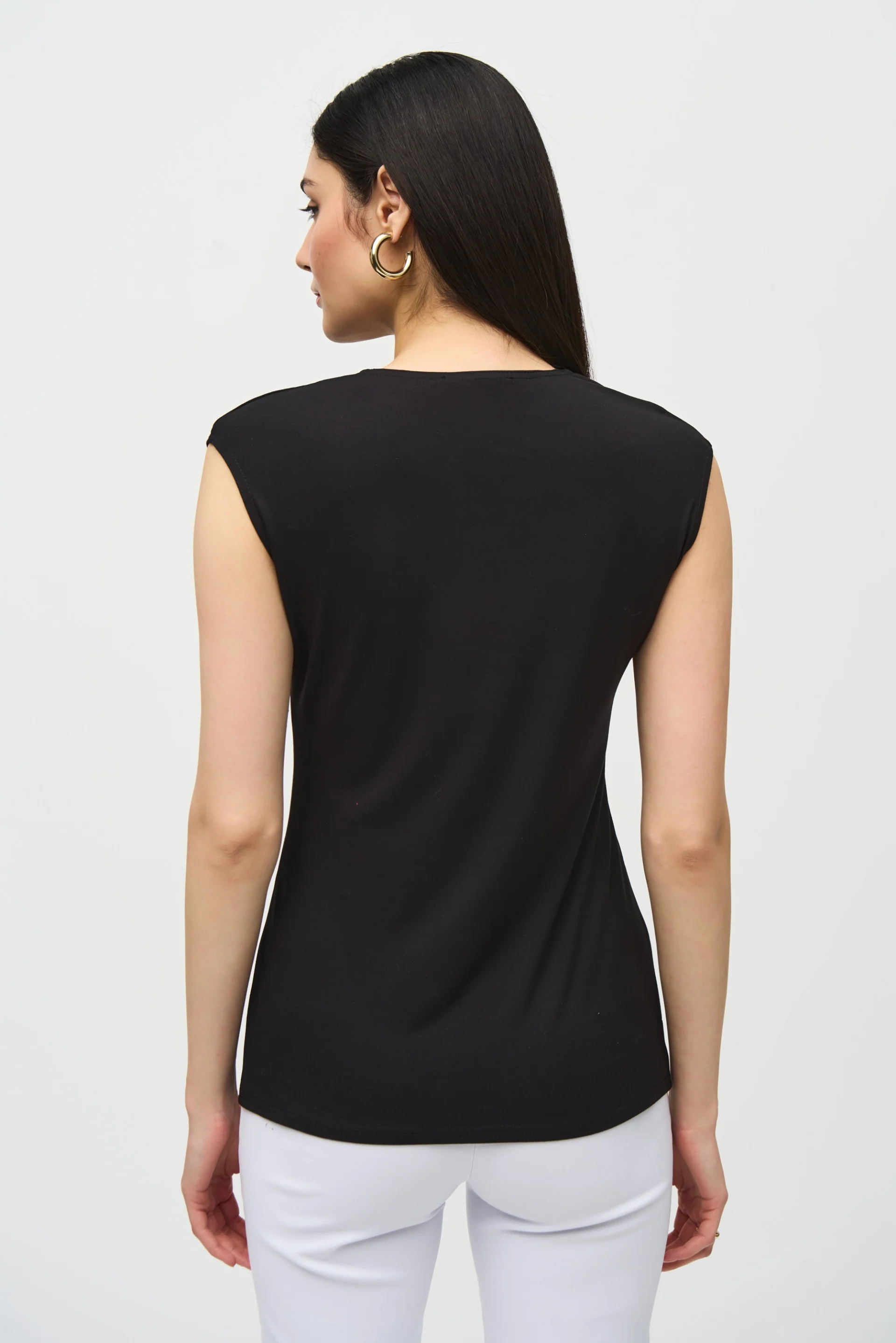 Joseph Ribkoff Black Bamboo Jersey Fitted Top Style 242181 - Image 3