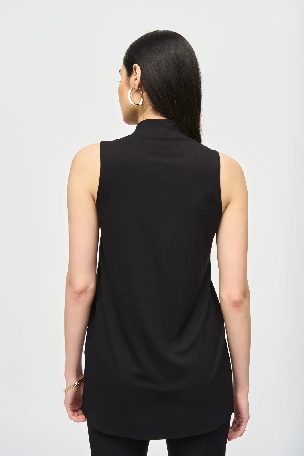 Joseph Ribkoff Black Bamboo Jersey Sleeveless Tunic Style 242182 - Image 2
