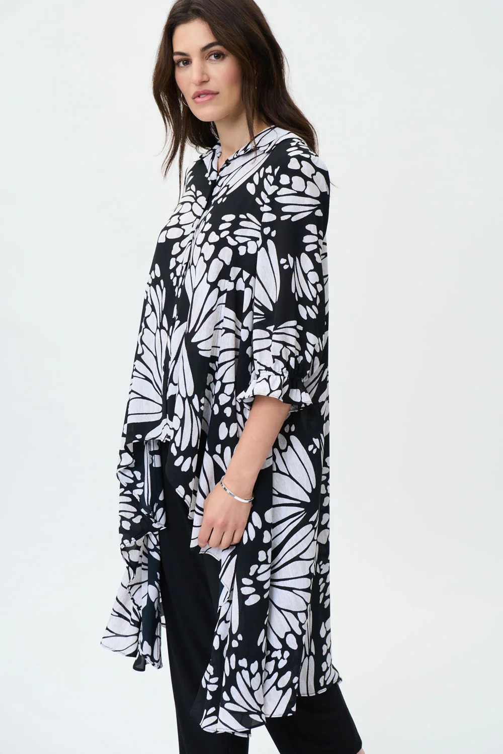 Joseph Ribkoff Black/Beige/Cream Blouse Style 231238 - Image 2