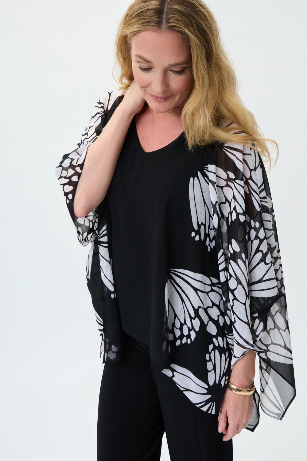 Joseph Ribkoff Black/Beige/Cream Top Style 231163 - Image 2