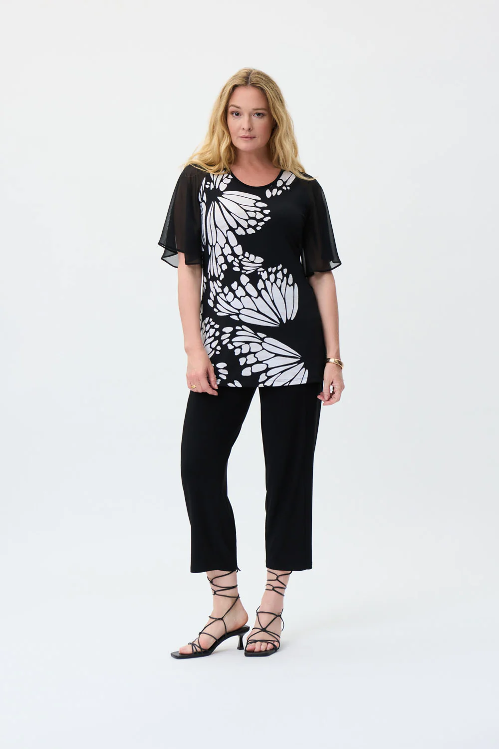 Joseph Ribkoff Black/Beige/Cream Tunic Style 231028 - Image 3