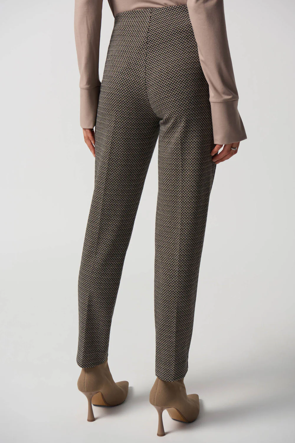 Joseph Ribkoff Black/Beige Geometric Print Slim-Fit Pants Style 233193 - Image 3