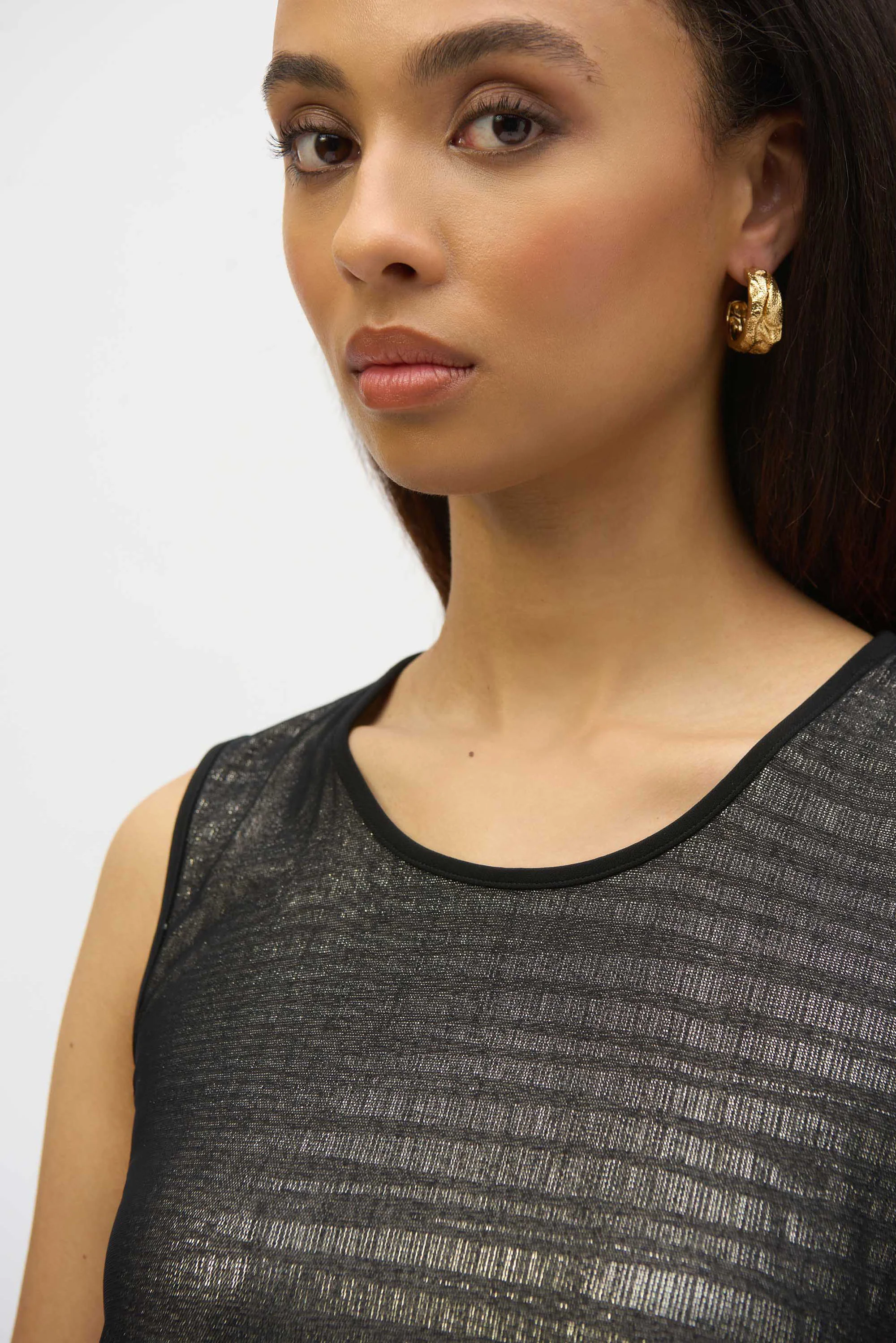 Joseph Ribkoff Black/Beige/Gold Flared Tunic Style 252133 - Image 3