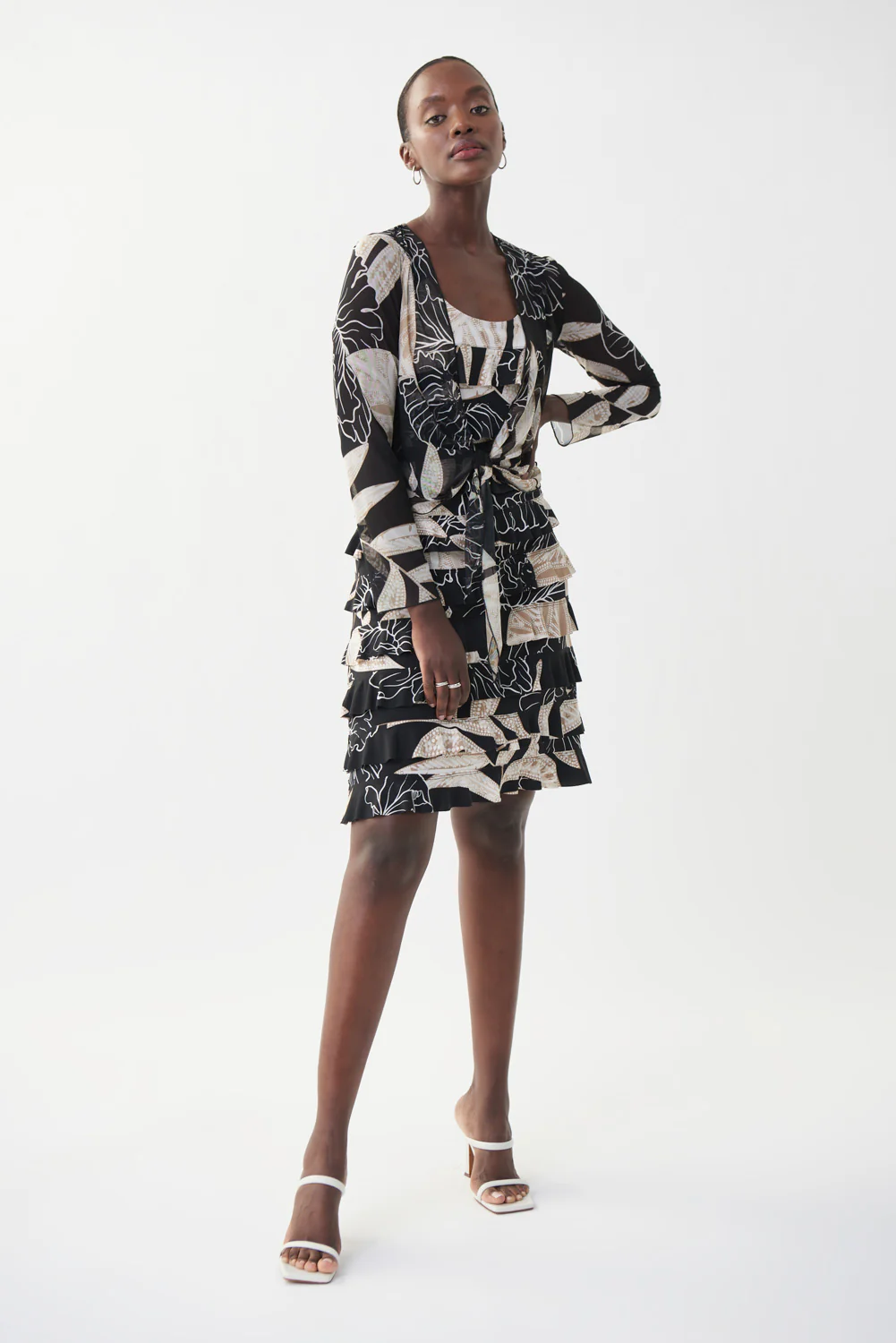 Joseph Ribkoff Black/Beige/Multi Two Piece Dress Style 222271 - Image 2