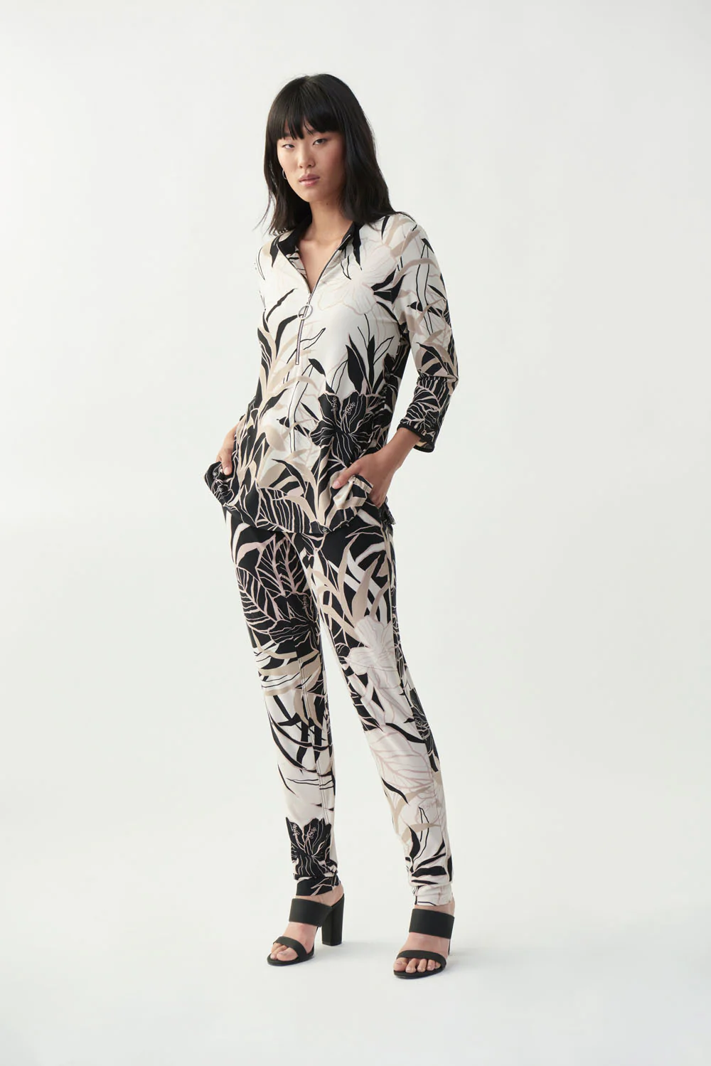 Joseph Ribkoff Black/Beige Pant Style 221371 - Image 2
