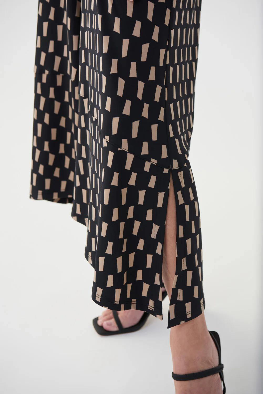 Joseph Ribkoff Black/Beige Printed Wide Leg Pants Style 222183 - Image 2