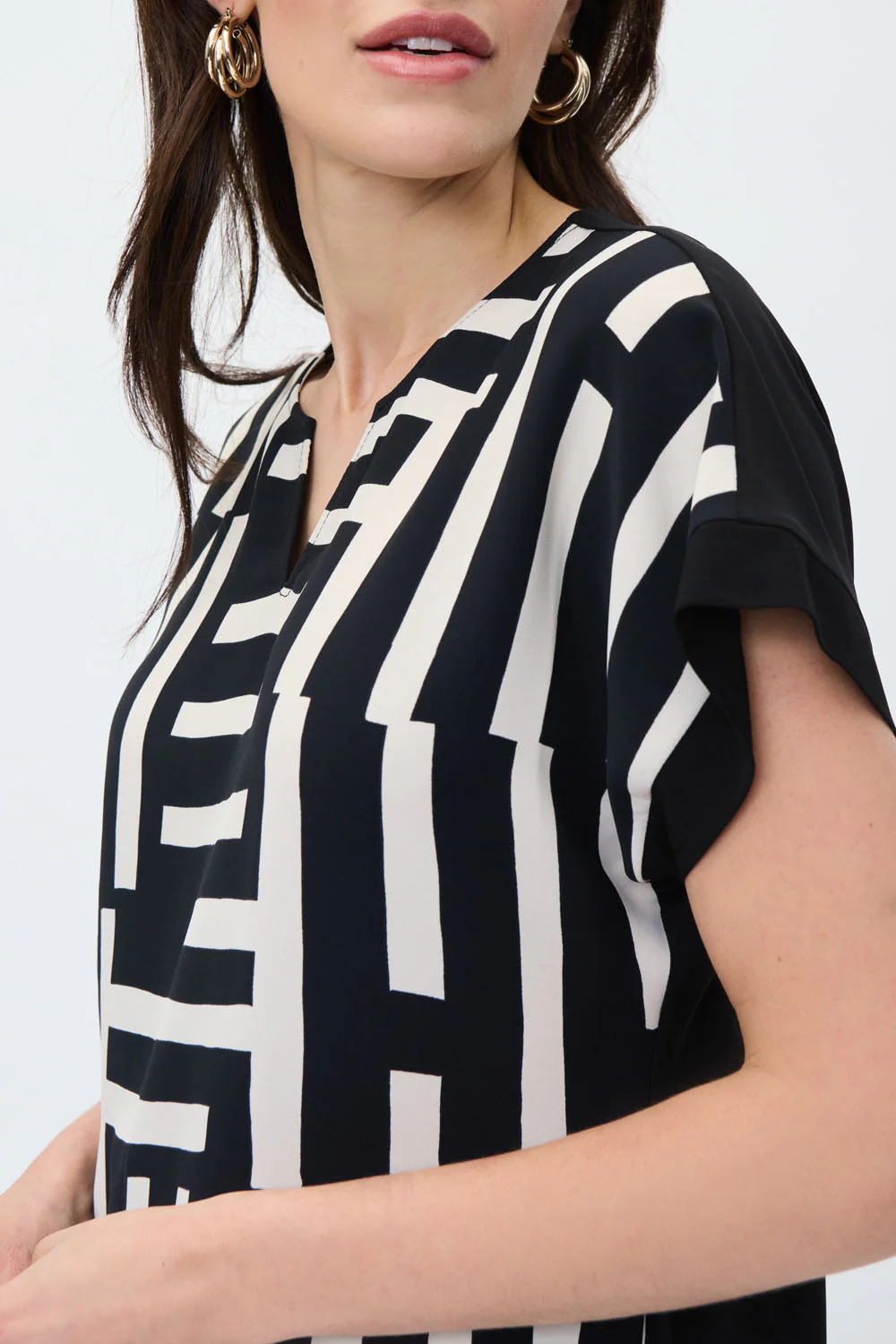 Joseph Ribkoff Black/Beige Top Style 231157 - Image 2