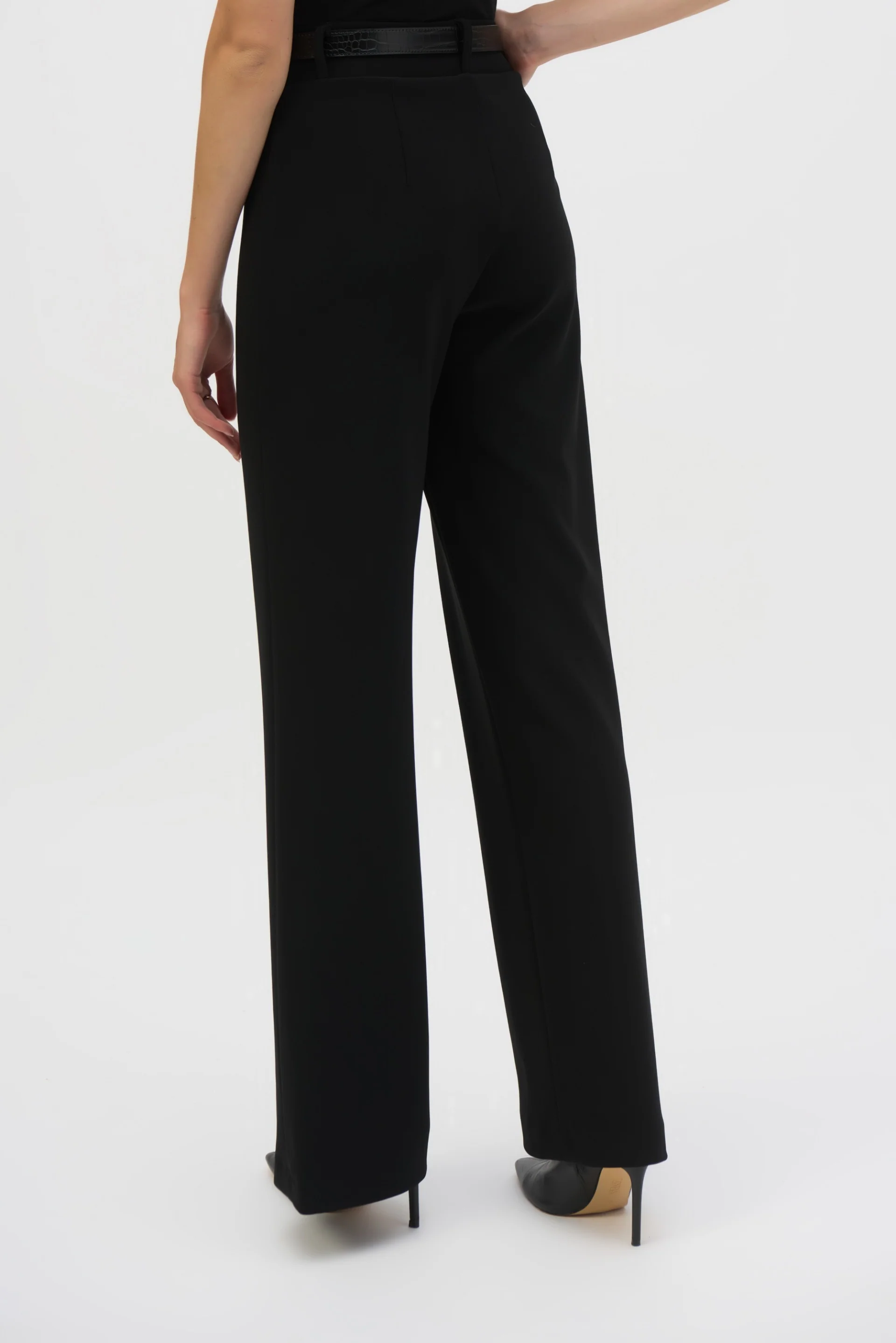 Joseph Ribkoff Black Belted Wide-Leg Pants Style 244093 - Image 2