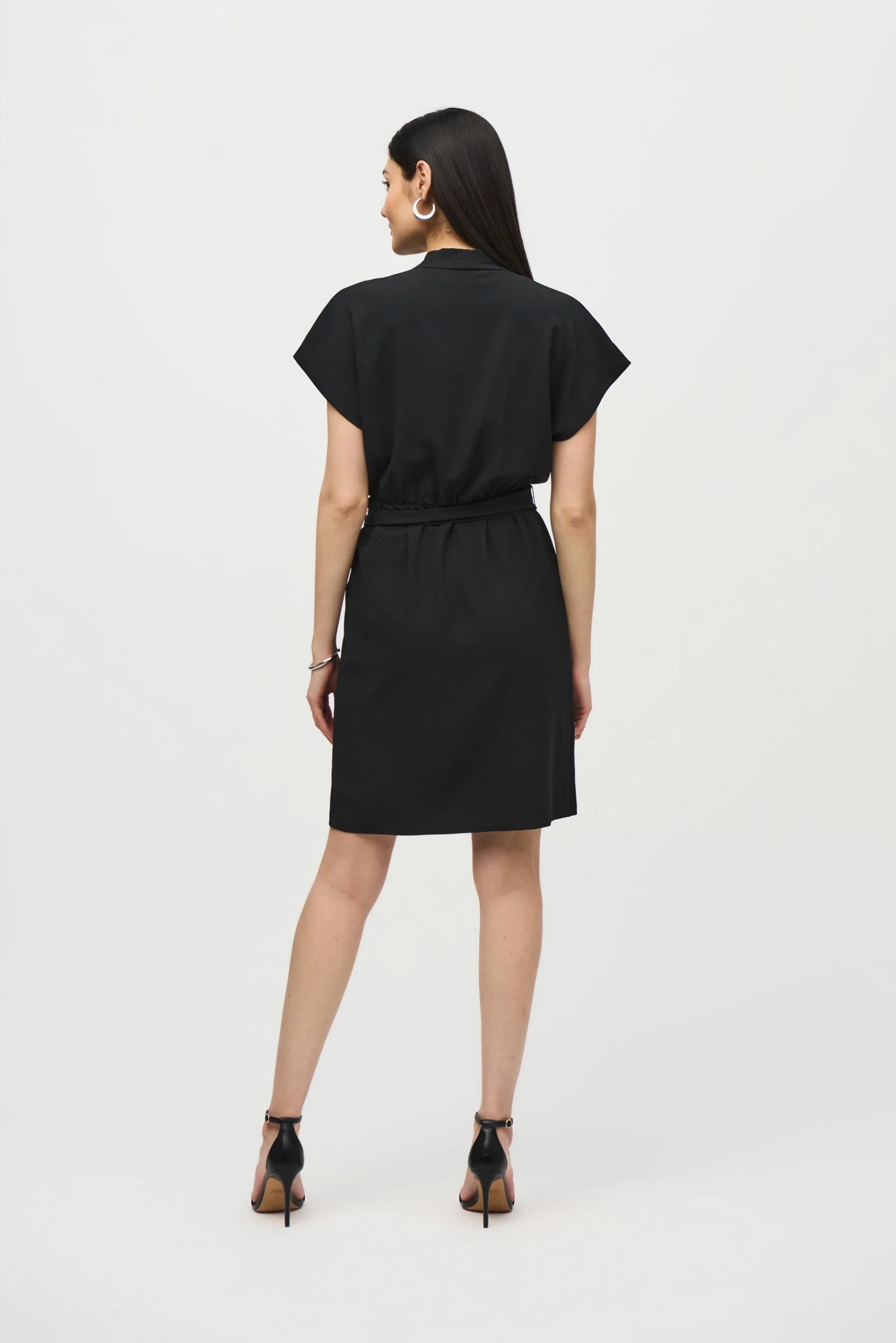Joseph Ribkoff Black Belted Wrap Dress Style 242013 - Image 3
