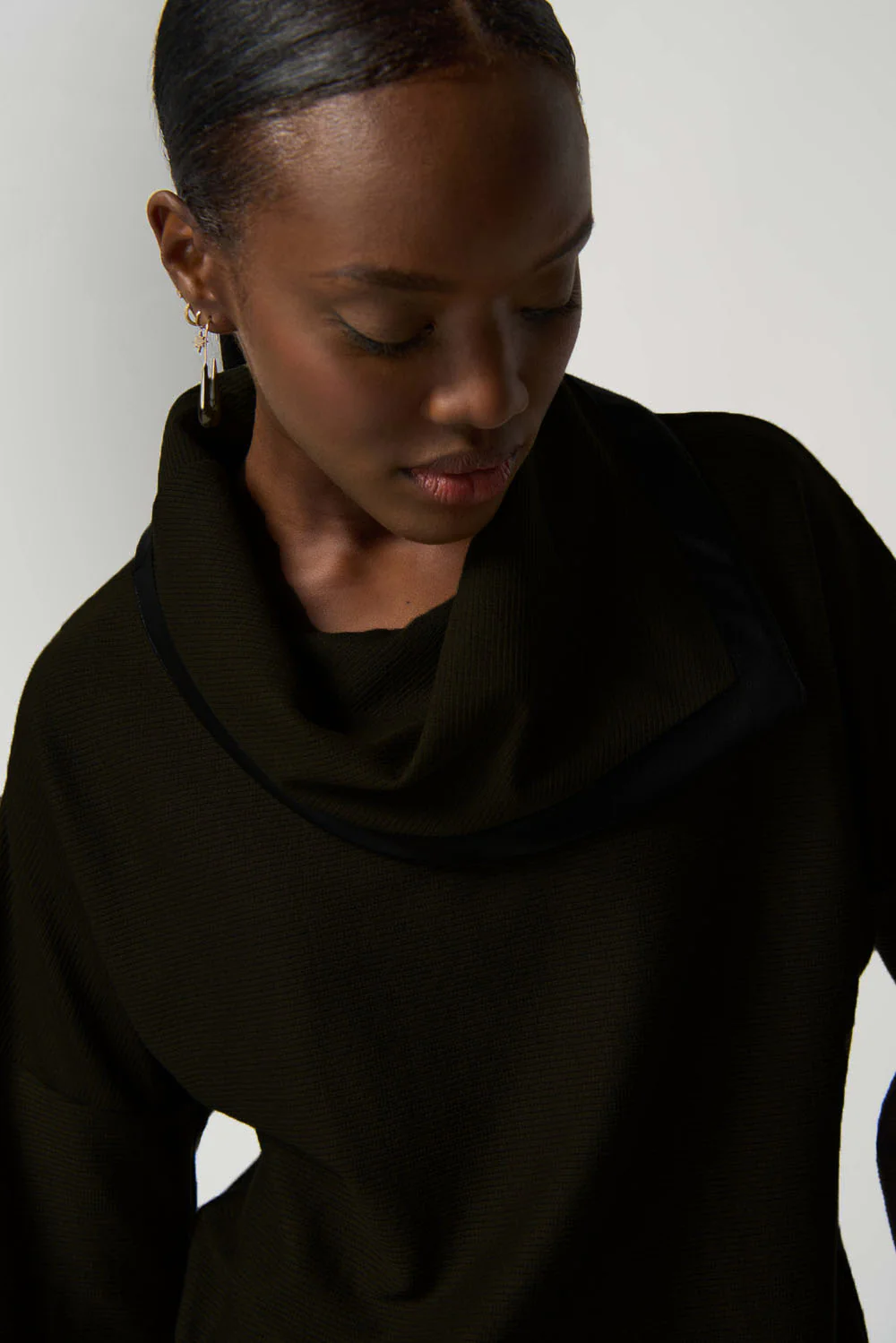 Joseph Ribkoff Black/Black Cowl Neckline Sweater Style 233041 - Image 2