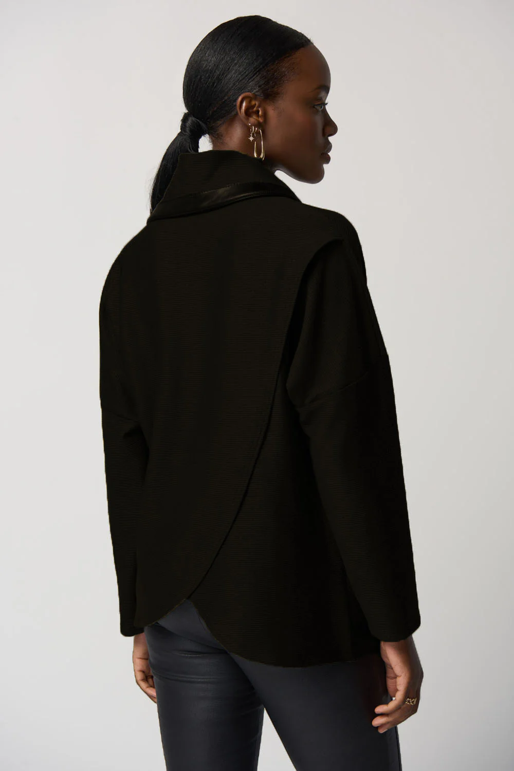 Joseph Ribkoff Black/Black Cowl Neckline Sweater Style 233041 - Image 3
