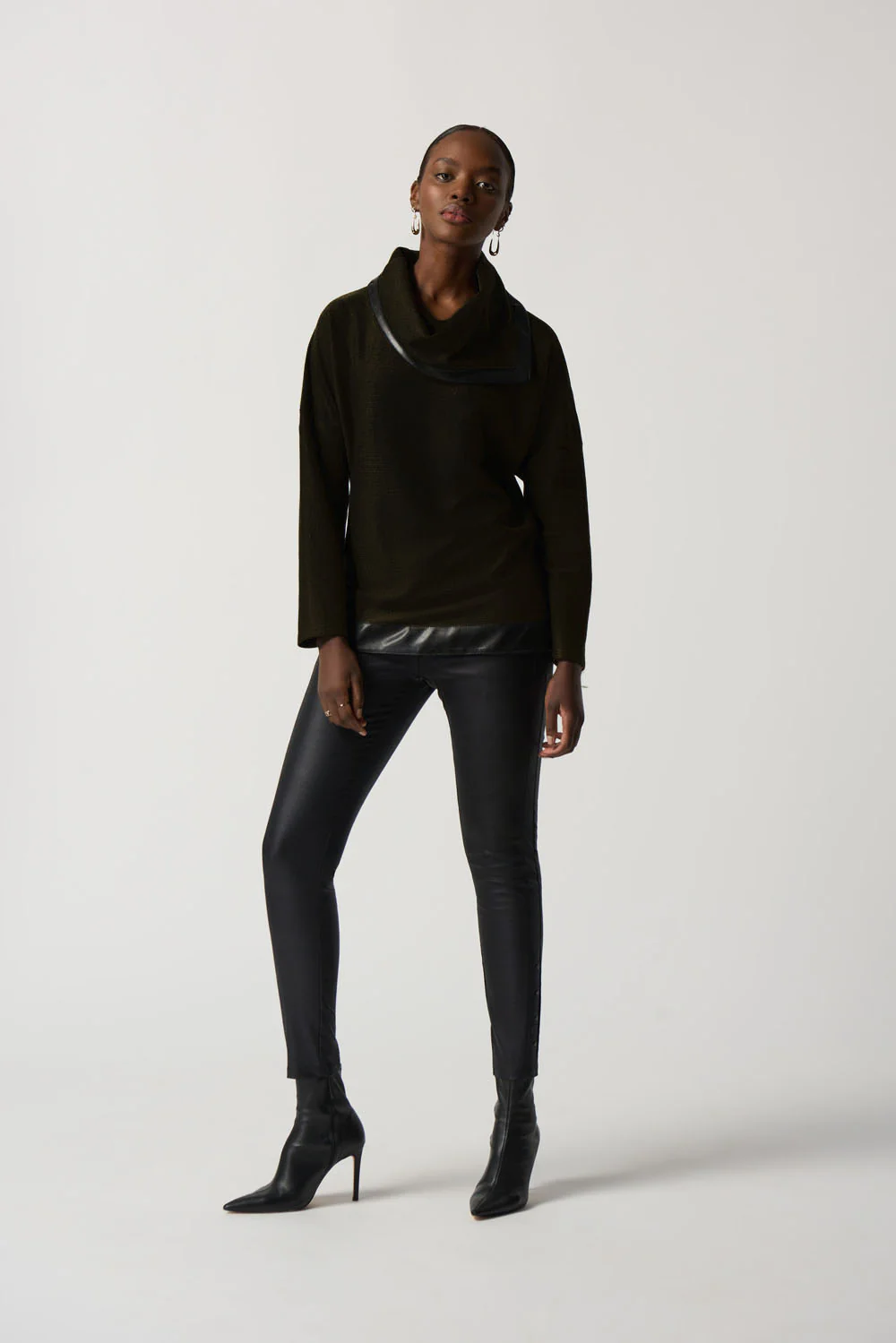 Joseph Ribkoff Black/Black Cowl Neckline Sweater Style 233041 - Image 4