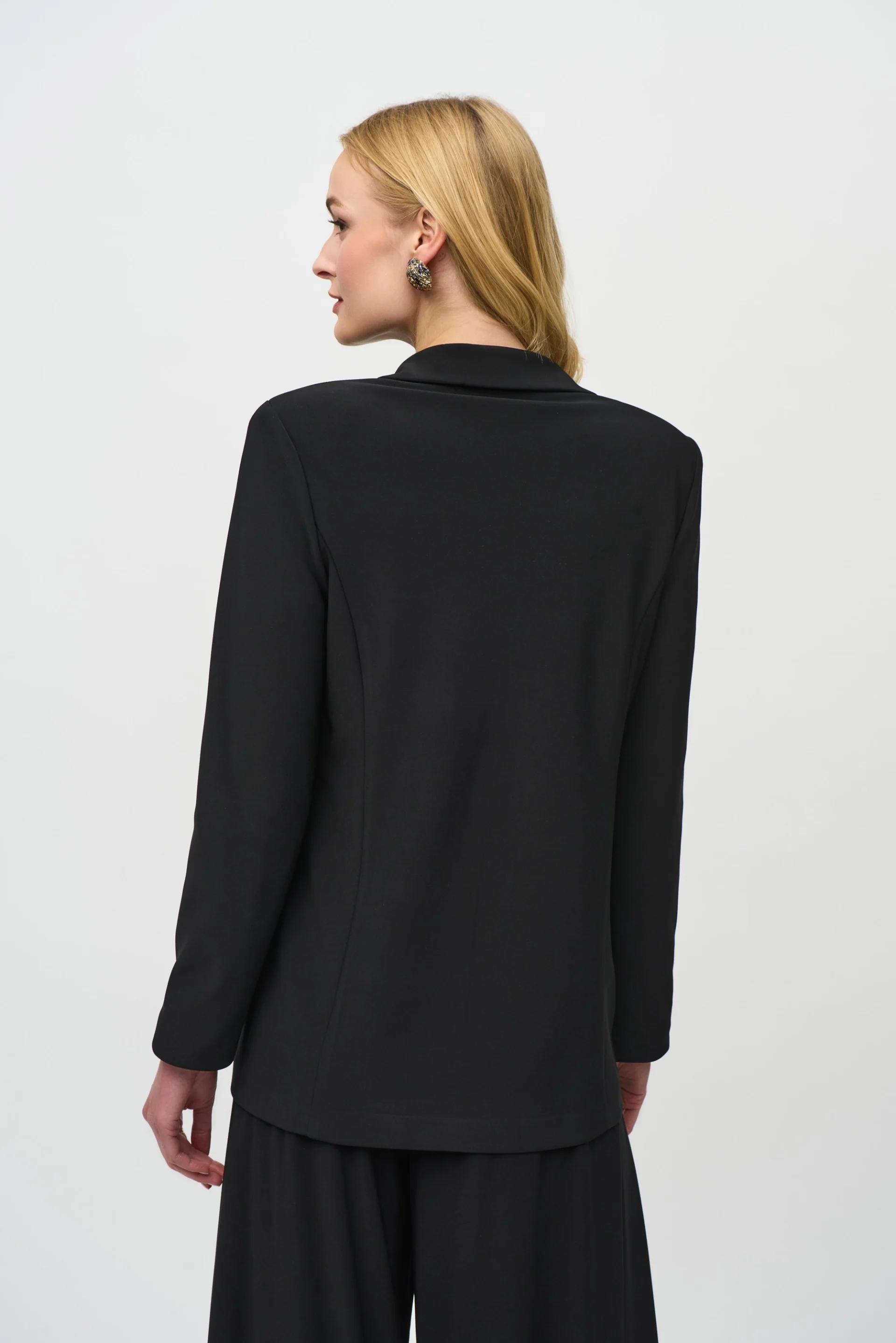 Joseph Ribkoff Black Boxy Blazer With Flower Pin Style 244239 - Image 6