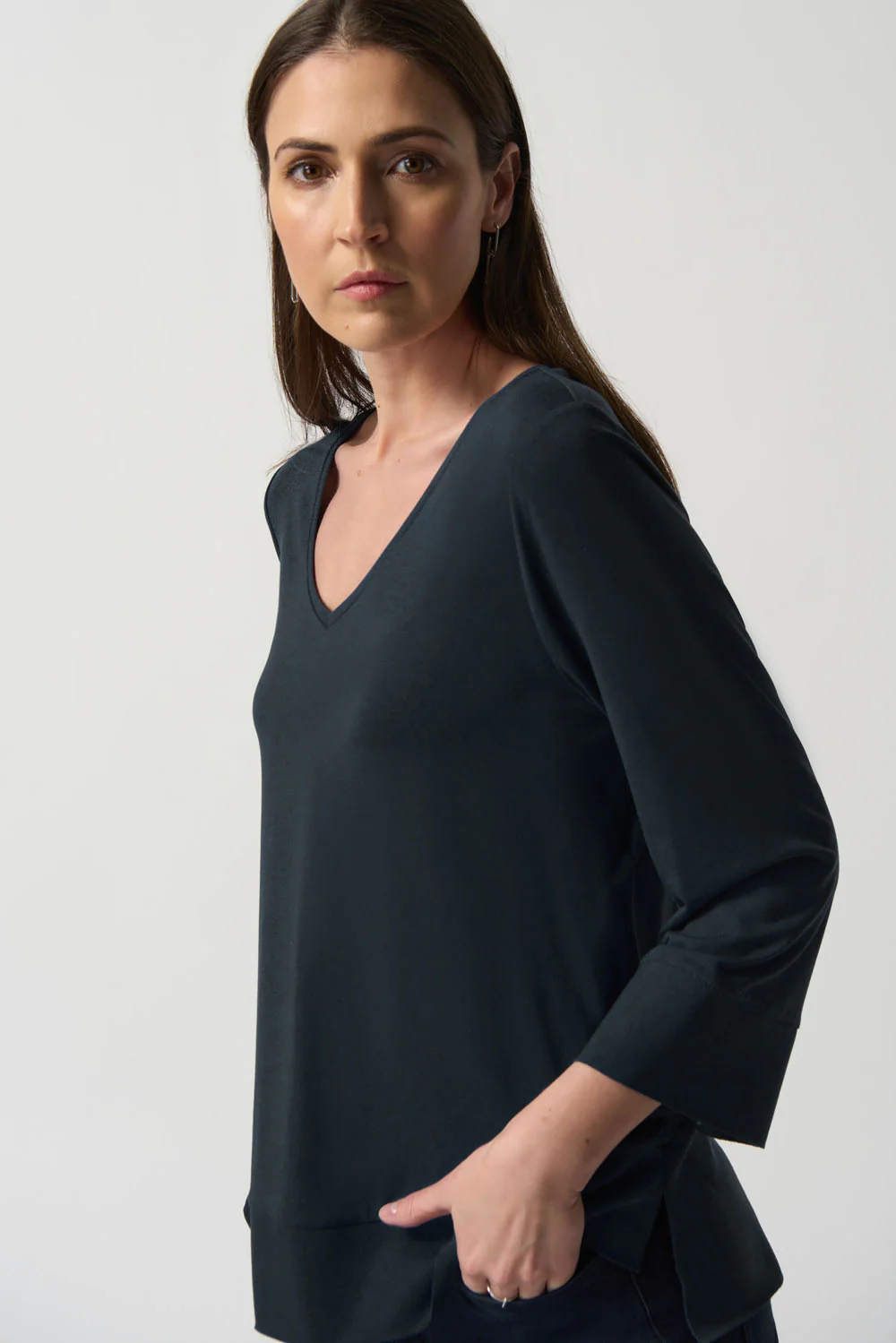Joseph Ribkoff Black Boxy Jersey Top Style 233049 - Image 2