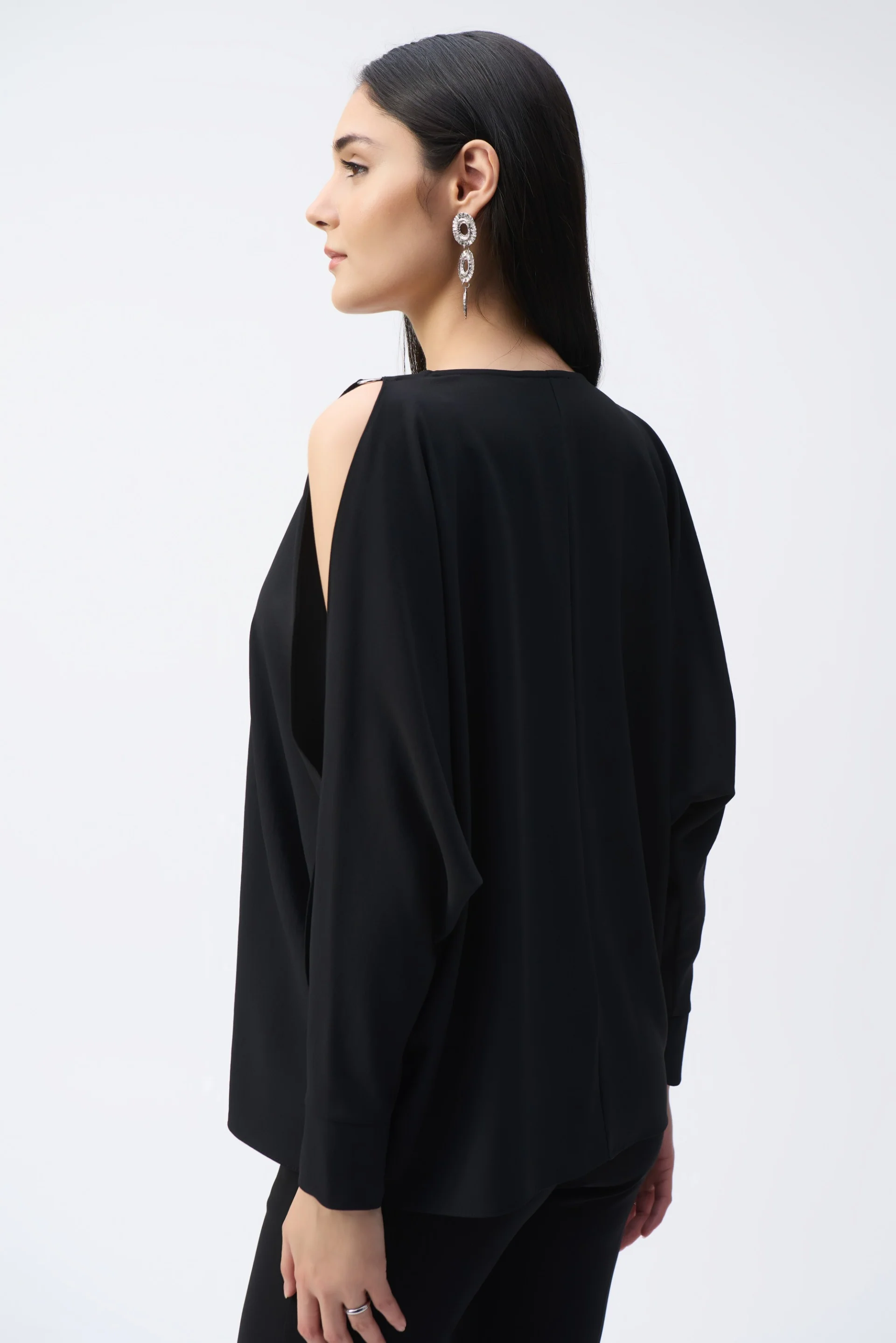 Joseph Ribkoff Black Boxy Top with Dolman Sleeves Style 243248 - Image 3