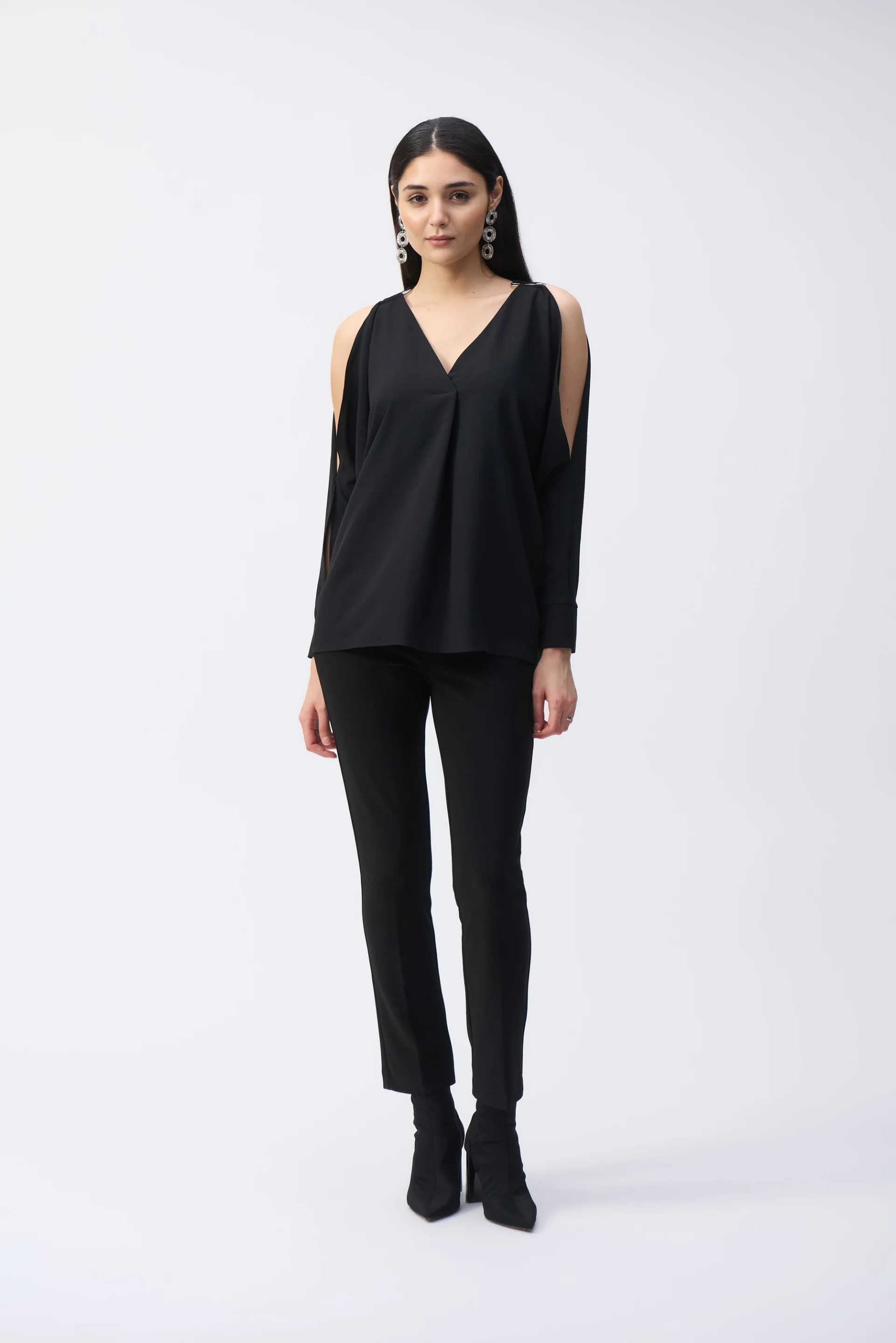 Joseph Ribkoff Black Boxy Top with Dolman Sleeves Style 243248 - Image 4