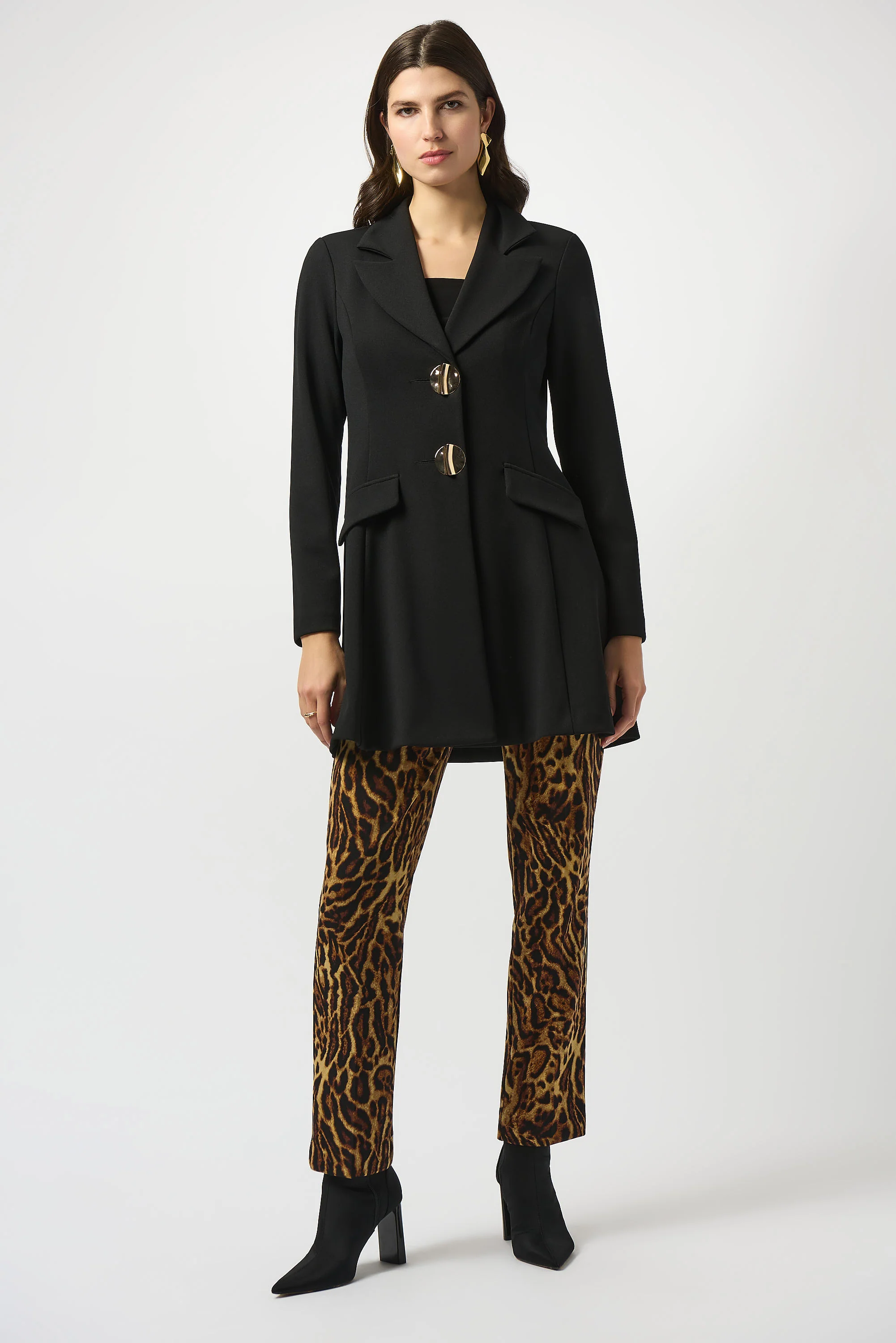 Joseph Ribkoff Black/Brown Animal Print Straight Pants Style 253269 - Image 3