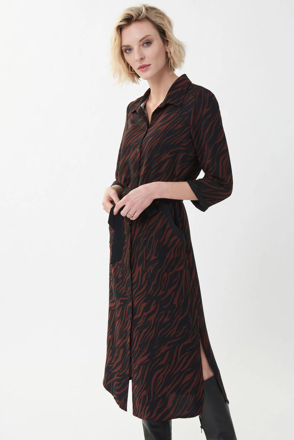 Joseph Ribkoff Black/Brown Dress Style 223133 - Image 2