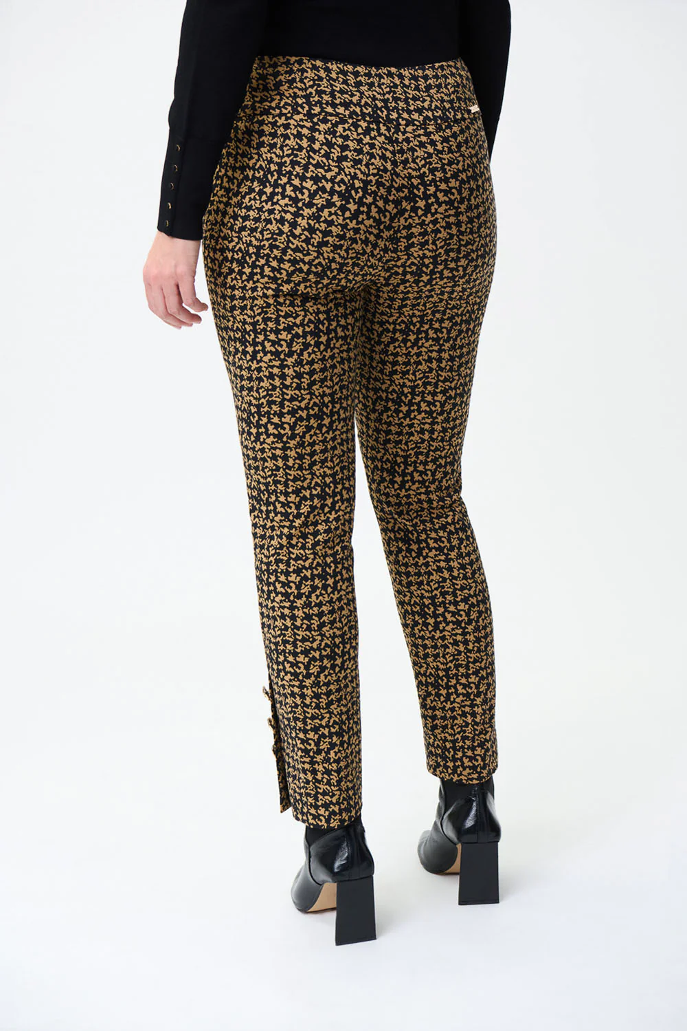 Joseph Ribkoff Black/Brown Jacquard Pants Style 224113 - Image 2