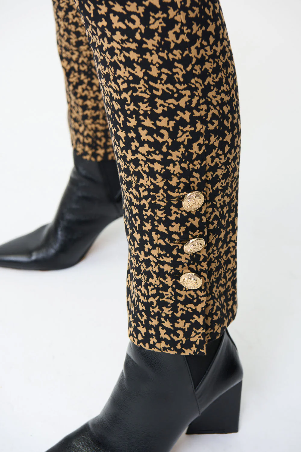 Joseph Ribkoff Black/Brown Jacquard Pants Style 224113 - Image 3