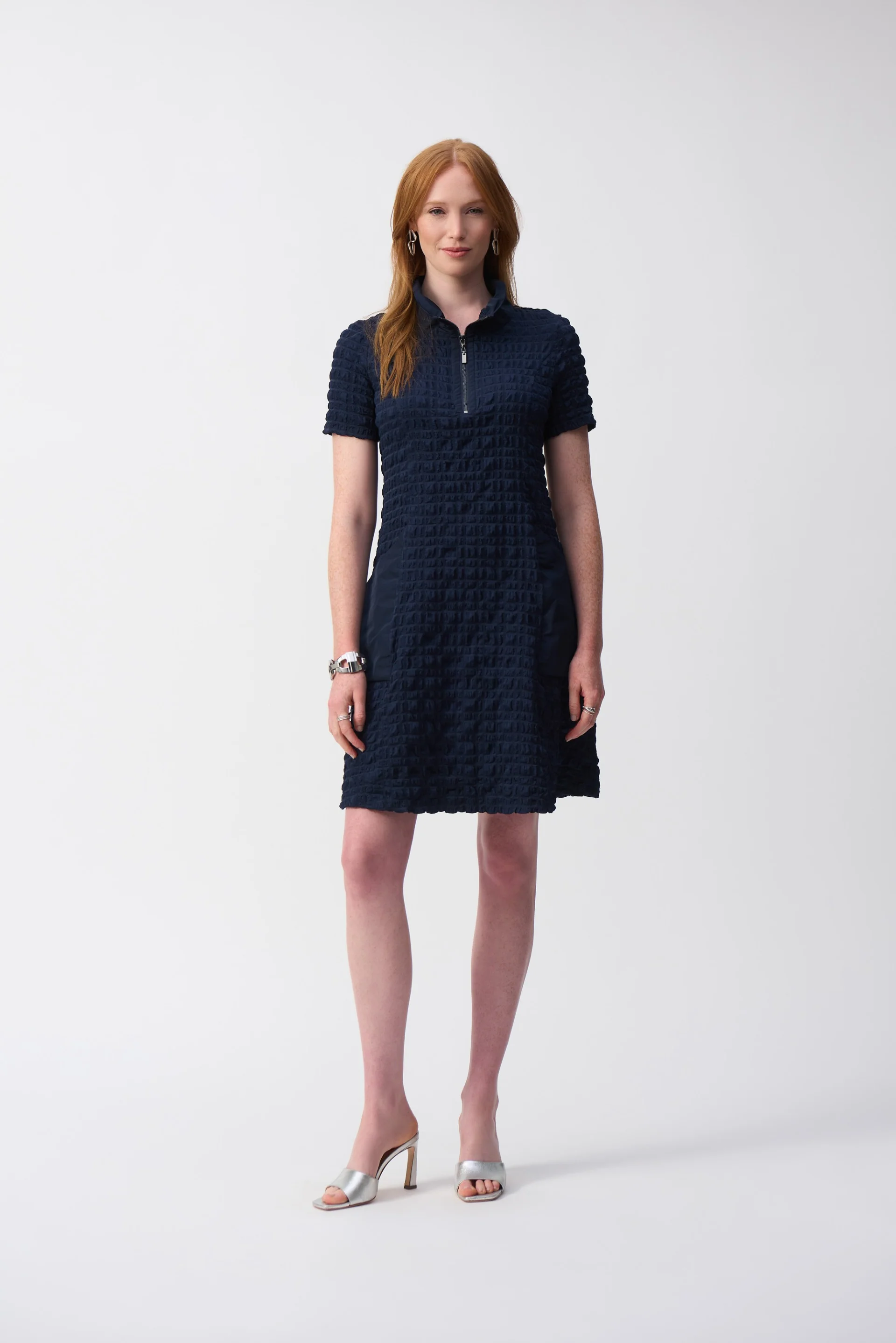 Joseph Ribkoff Bubble Jacquard A-Line Dress Style 251084 - Image 11