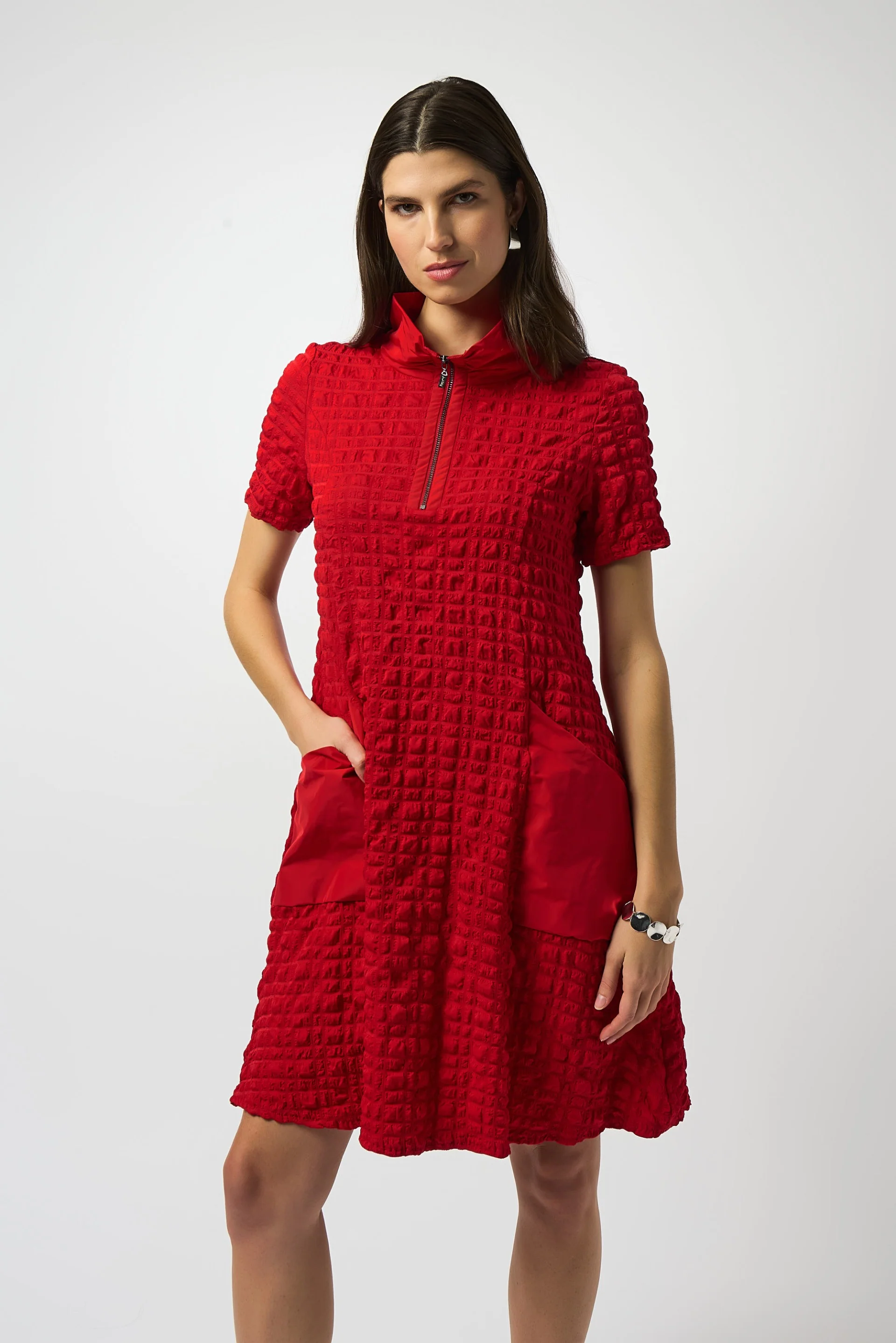Joseph Ribkoff Bubble Jacquard A-Line Dress Style 251084 - Image 4