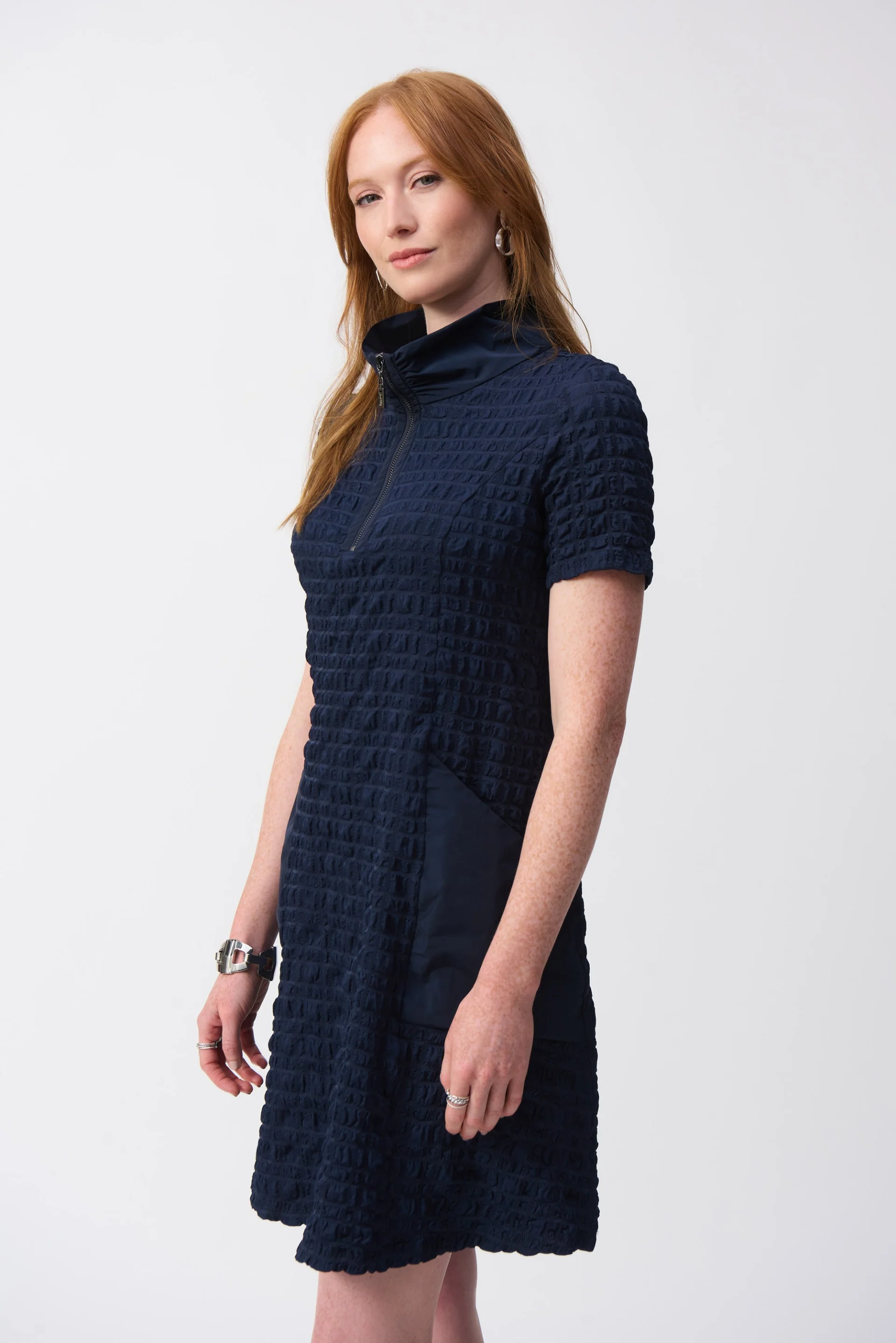 Joseph Ribkoff Bubble Jacquard A-Line Dress Style 251084 - Image 9