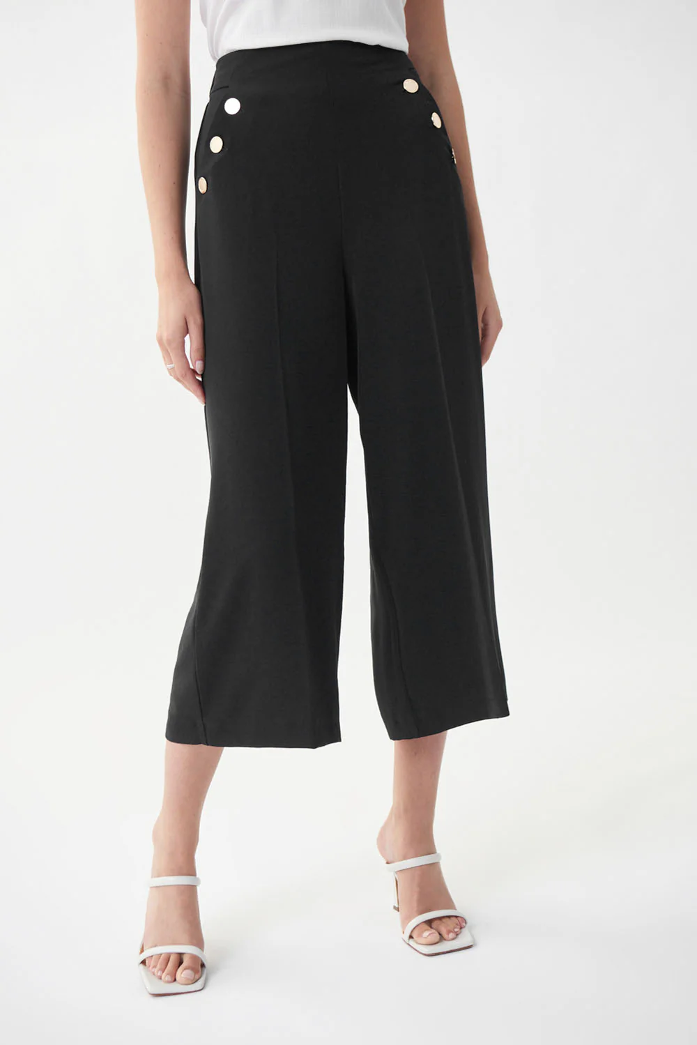 Joseph Ribkoff Black Button Detail Pants Style 222227 - Image 2