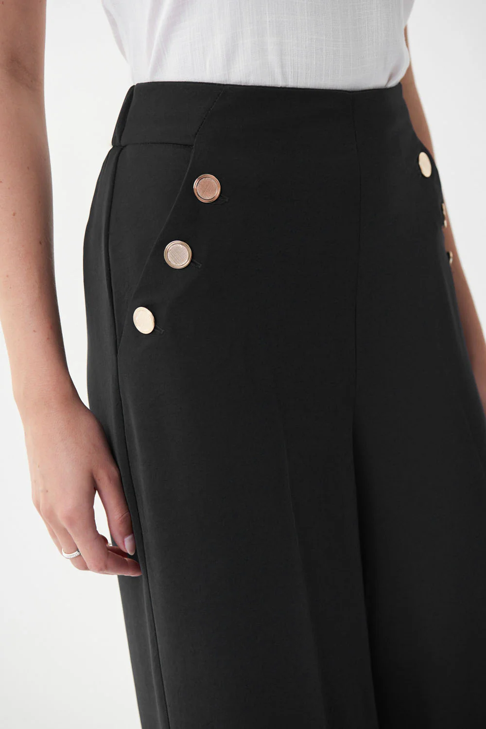 Joseph Ribkoff Black Button Detail Pants Style 222227 - Image 3
